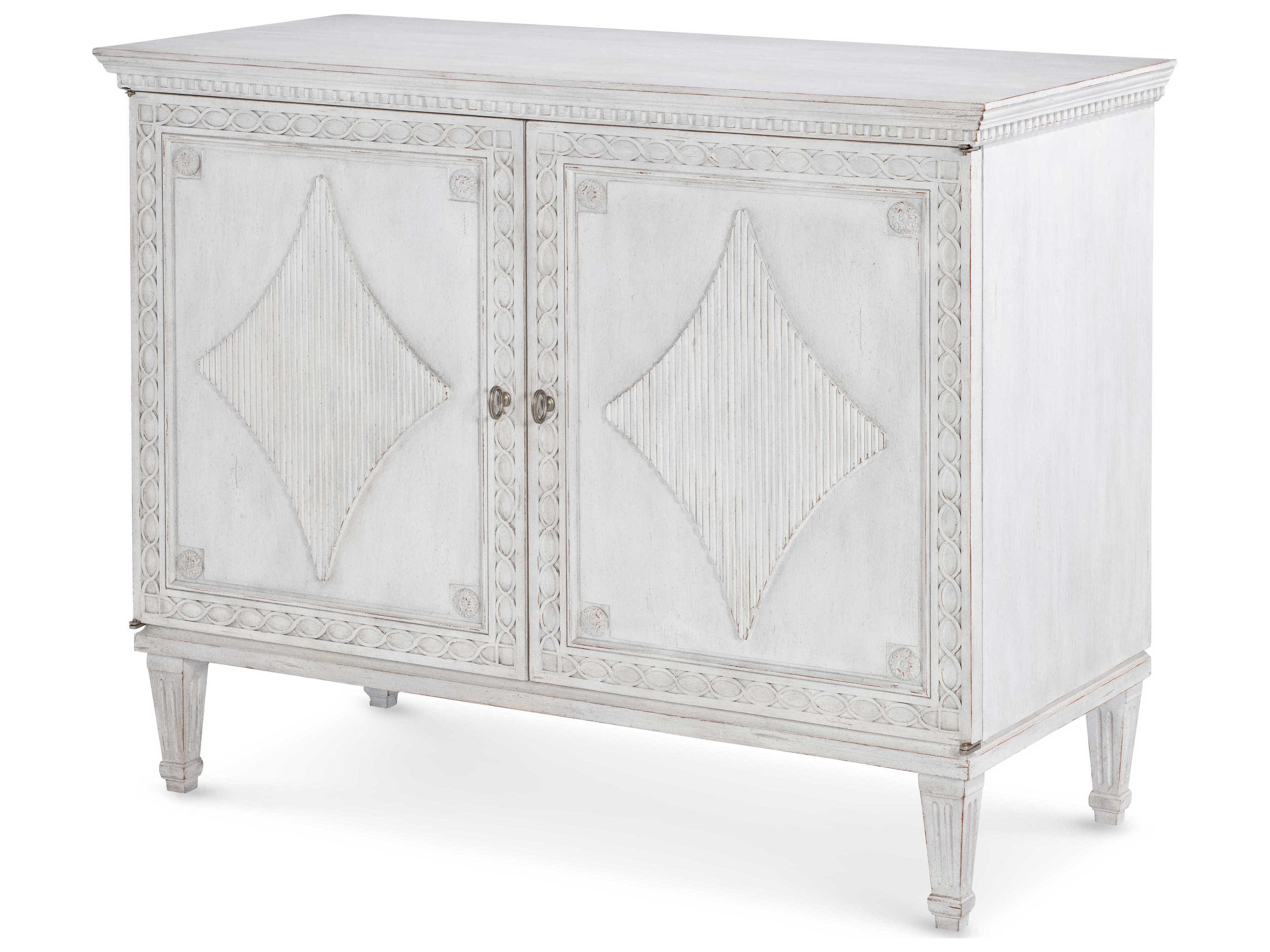 Maitland Smith White Mahogany Wood Accent Chest