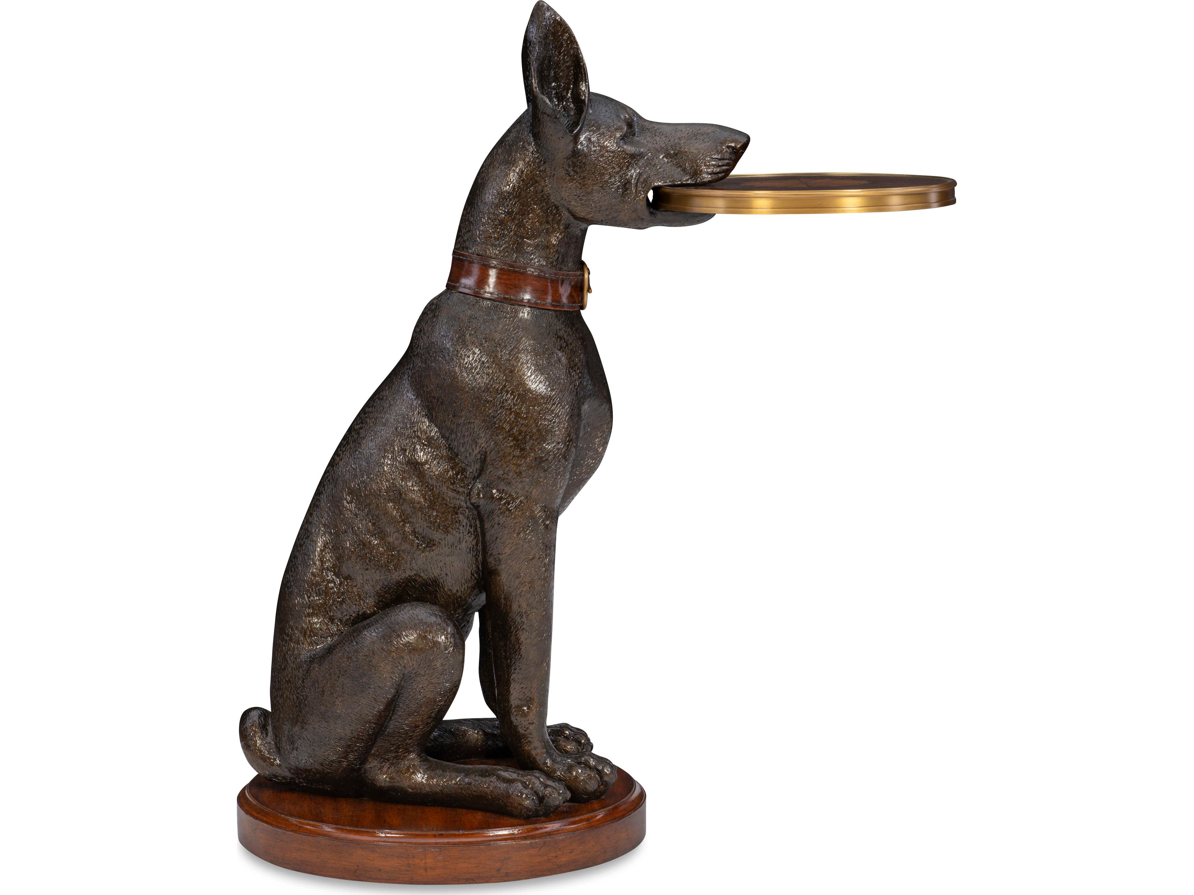 Maitland Smith Doberman Round Wood End Table