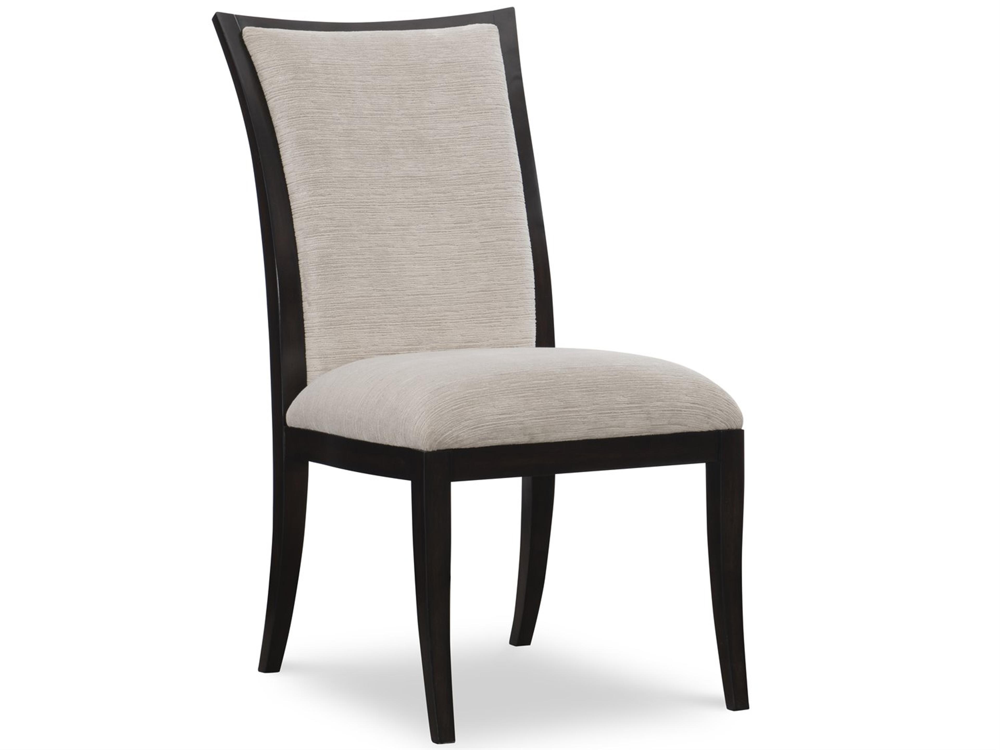 Maitland Smith Lyric Mahogany Wood Brown Upholstered Side Dining Chair