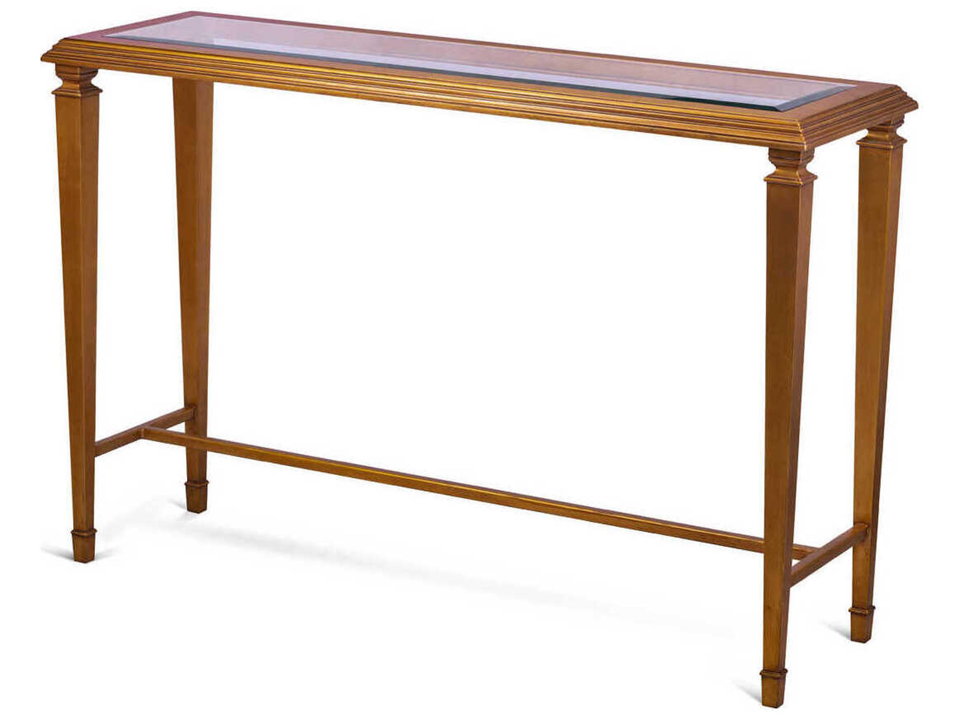 Maitland Smith Nial Rectangular Wood Antique Gold Leaf Console Table