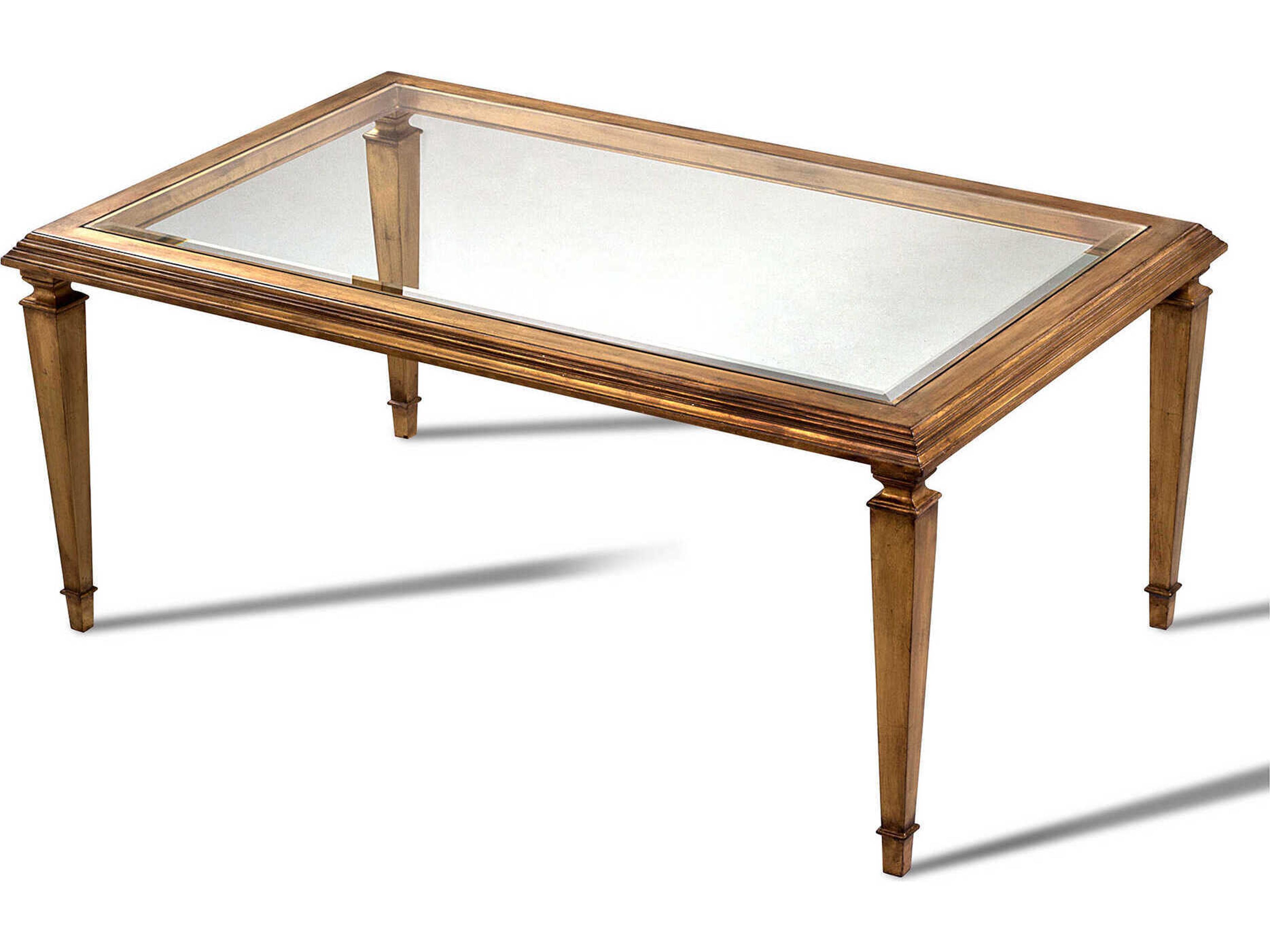 Maitland Smith Nial Rectangular Glass Antique Gold Leaf Cocktail Table