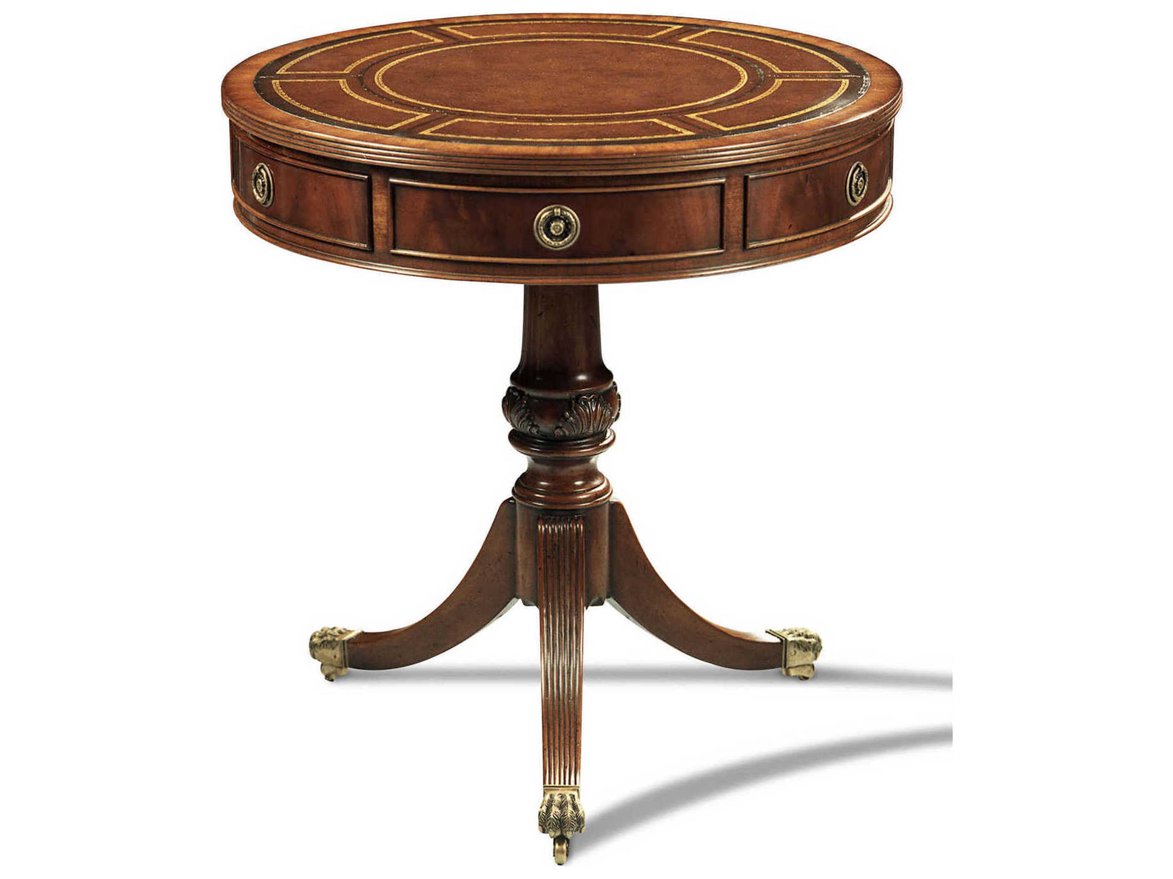 Maitland Smith Ace Round Wood Mahogany End Table