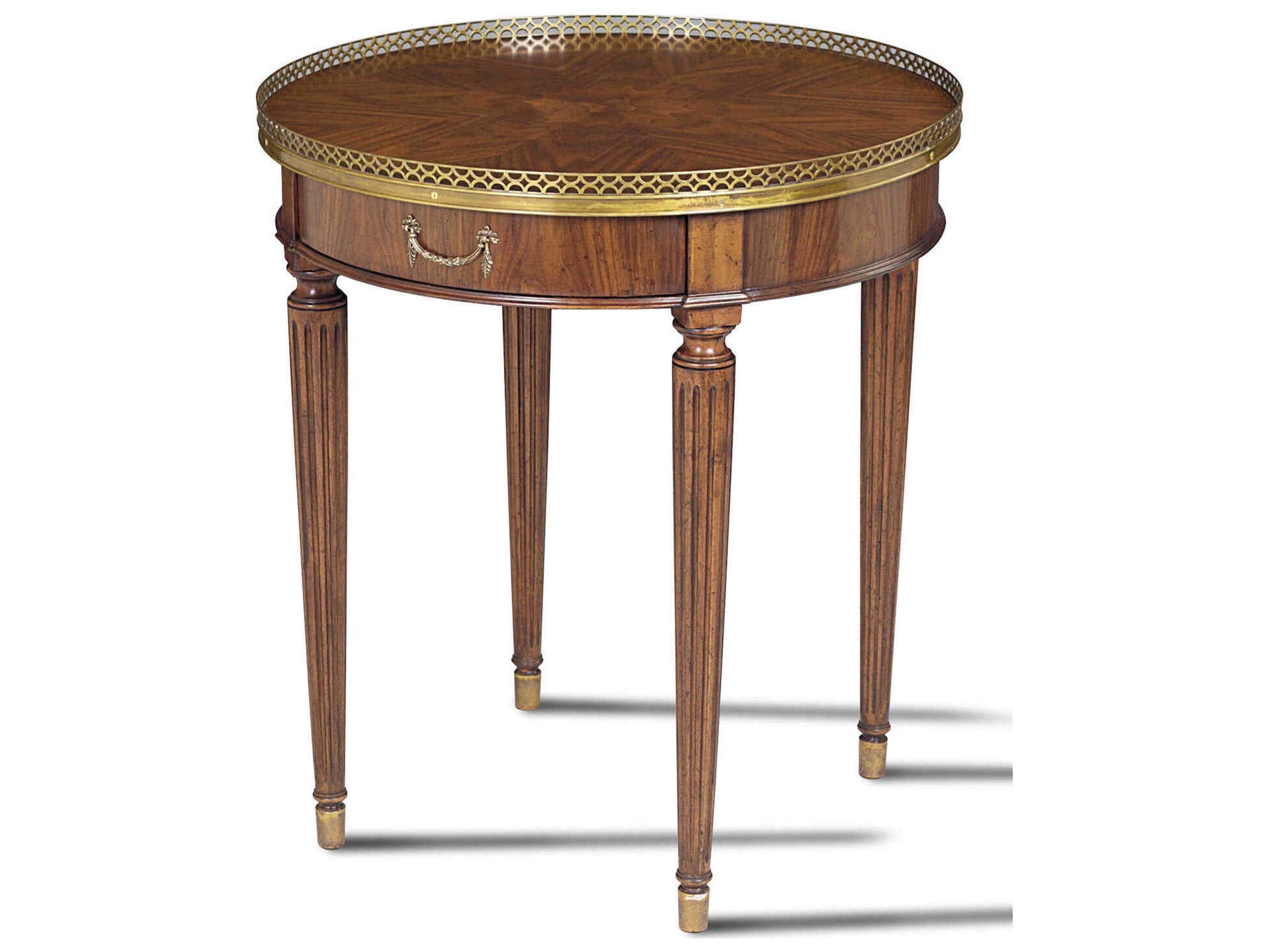 Maitland Smith Wallace Round Wood Walnut End Table