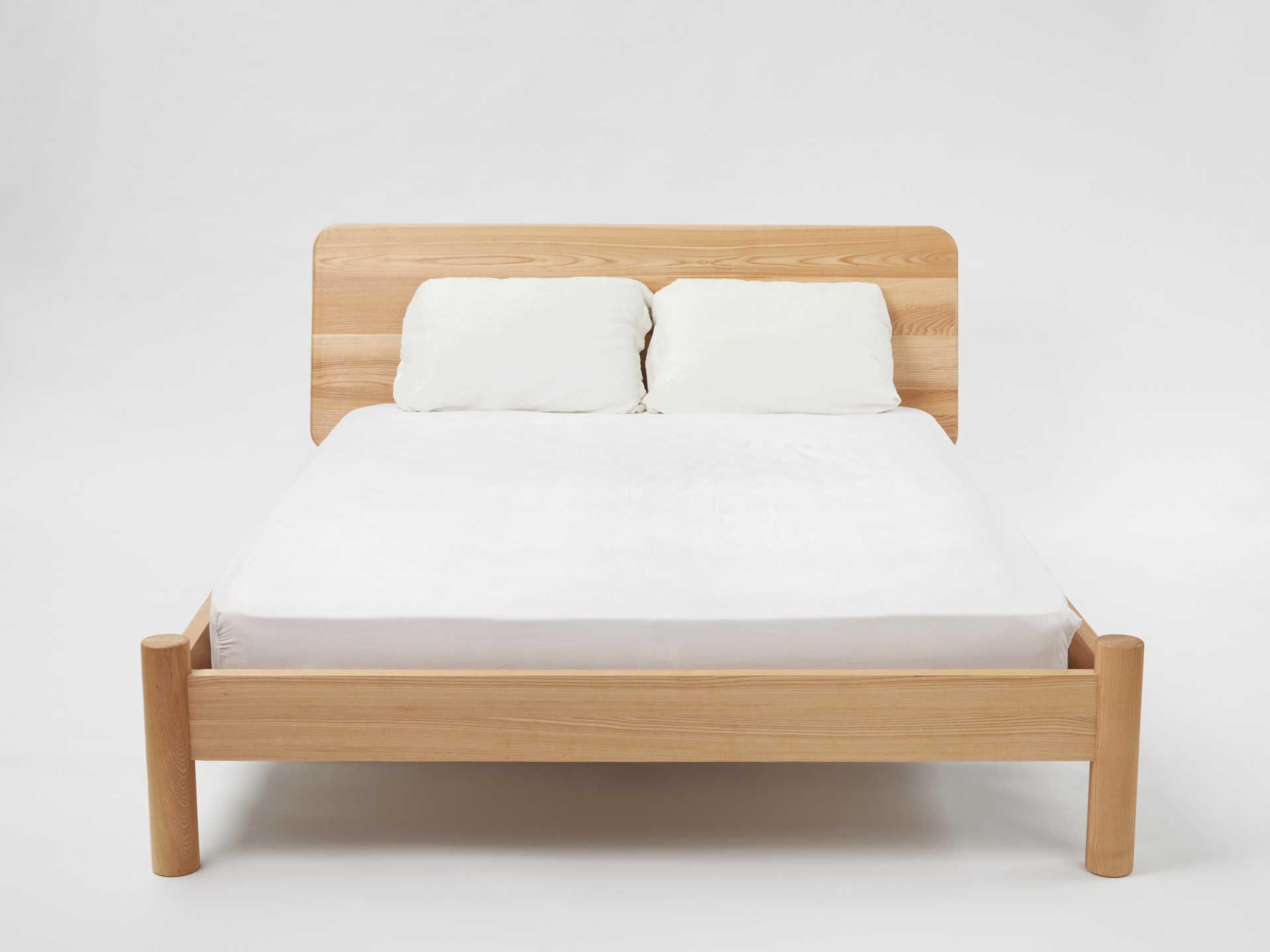 Brown Ash Wood King Platform Bed