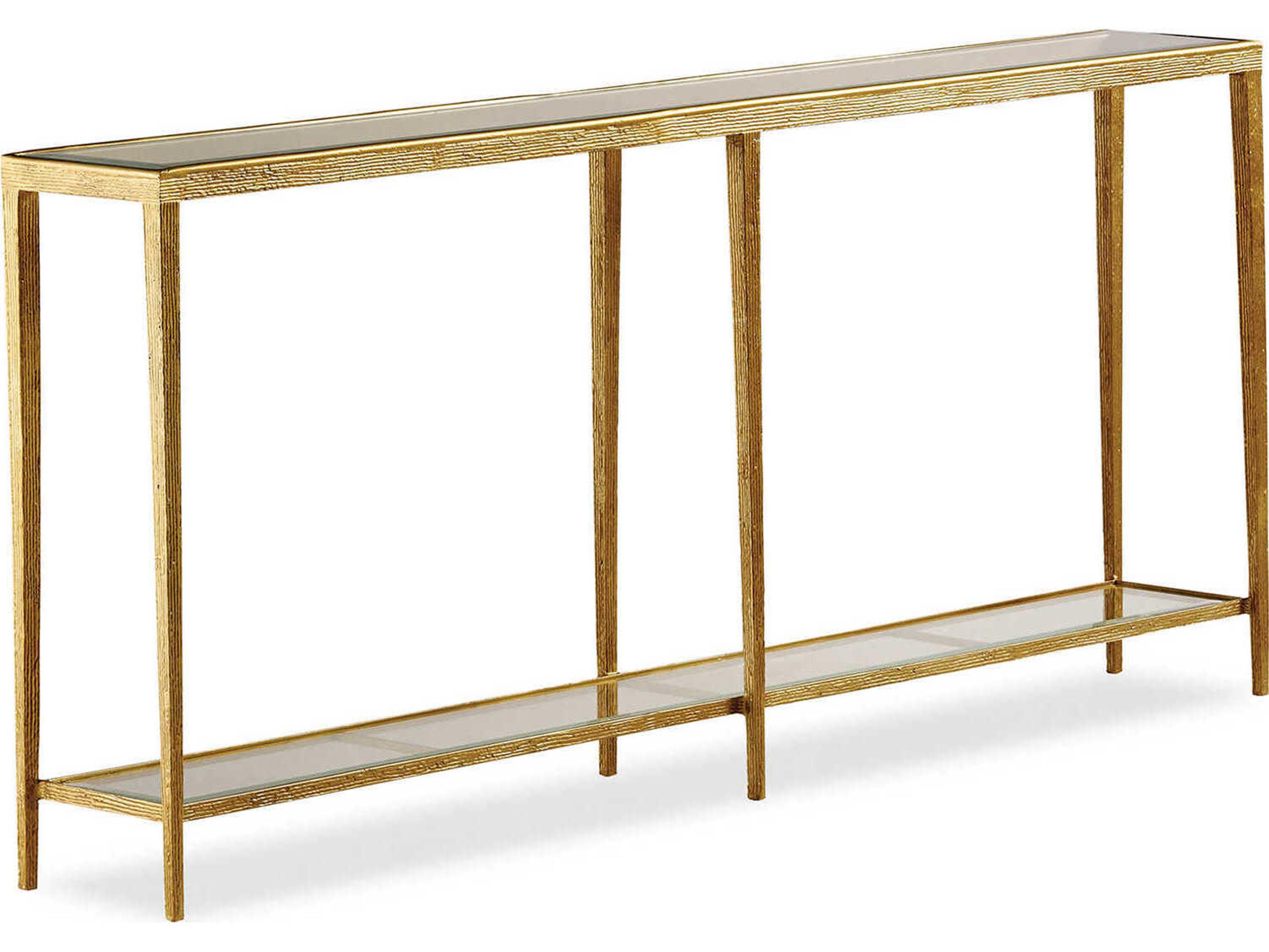 Maitland Smith Jinx Rectangular Glass Brass Console Table