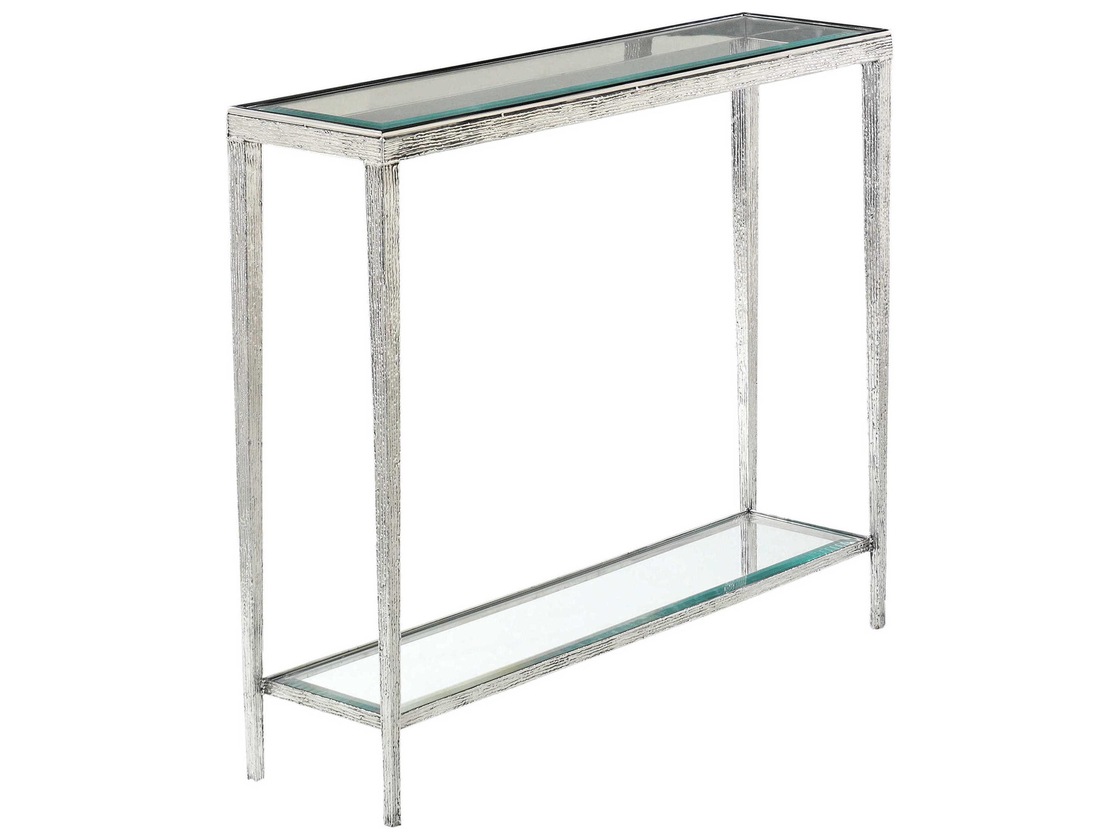 Maitland Smith Jinx Rectangular Glass Nickel Console Table