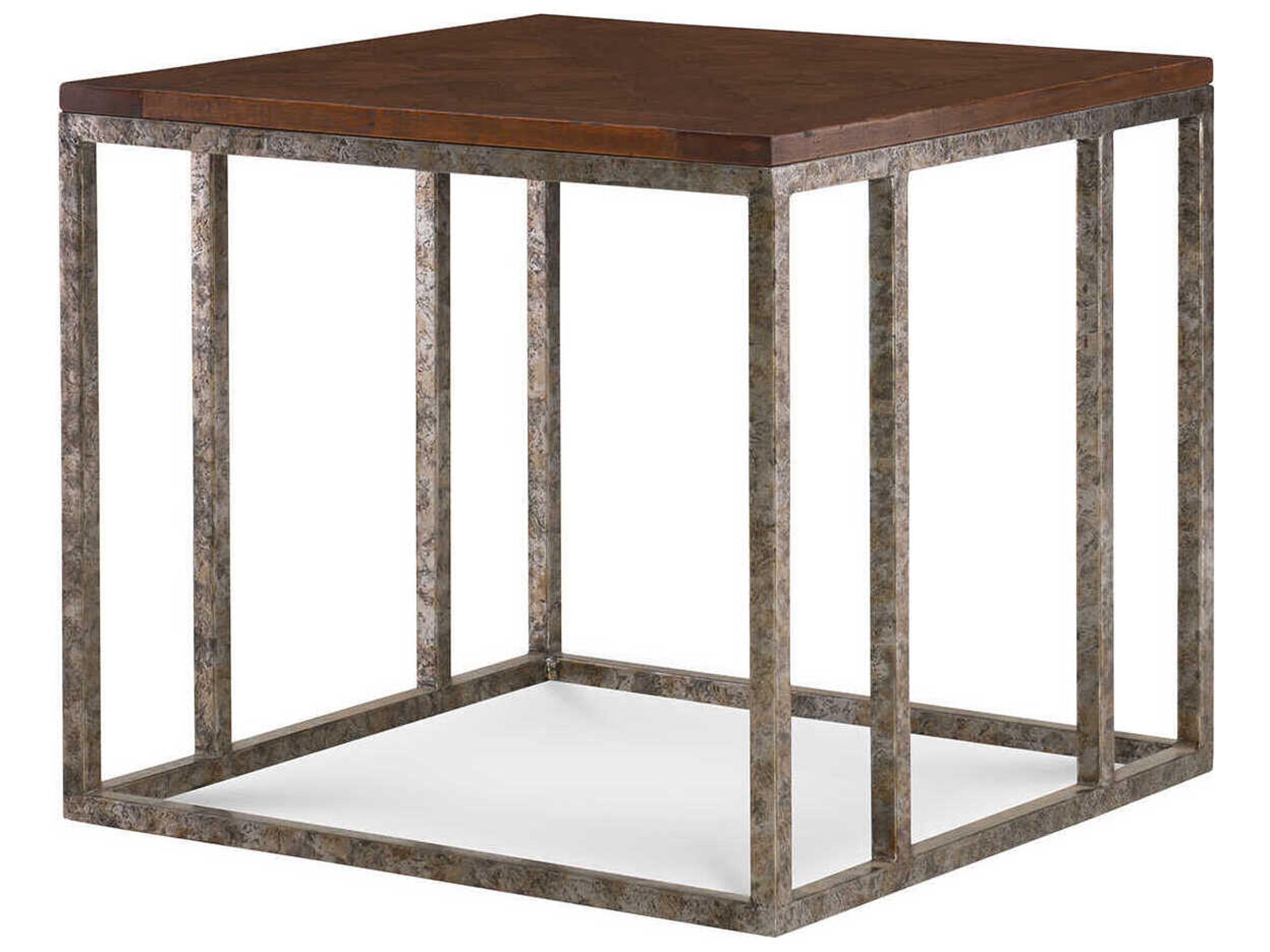 Maitland Smith Amon Square Wood Waxed Antique End Table