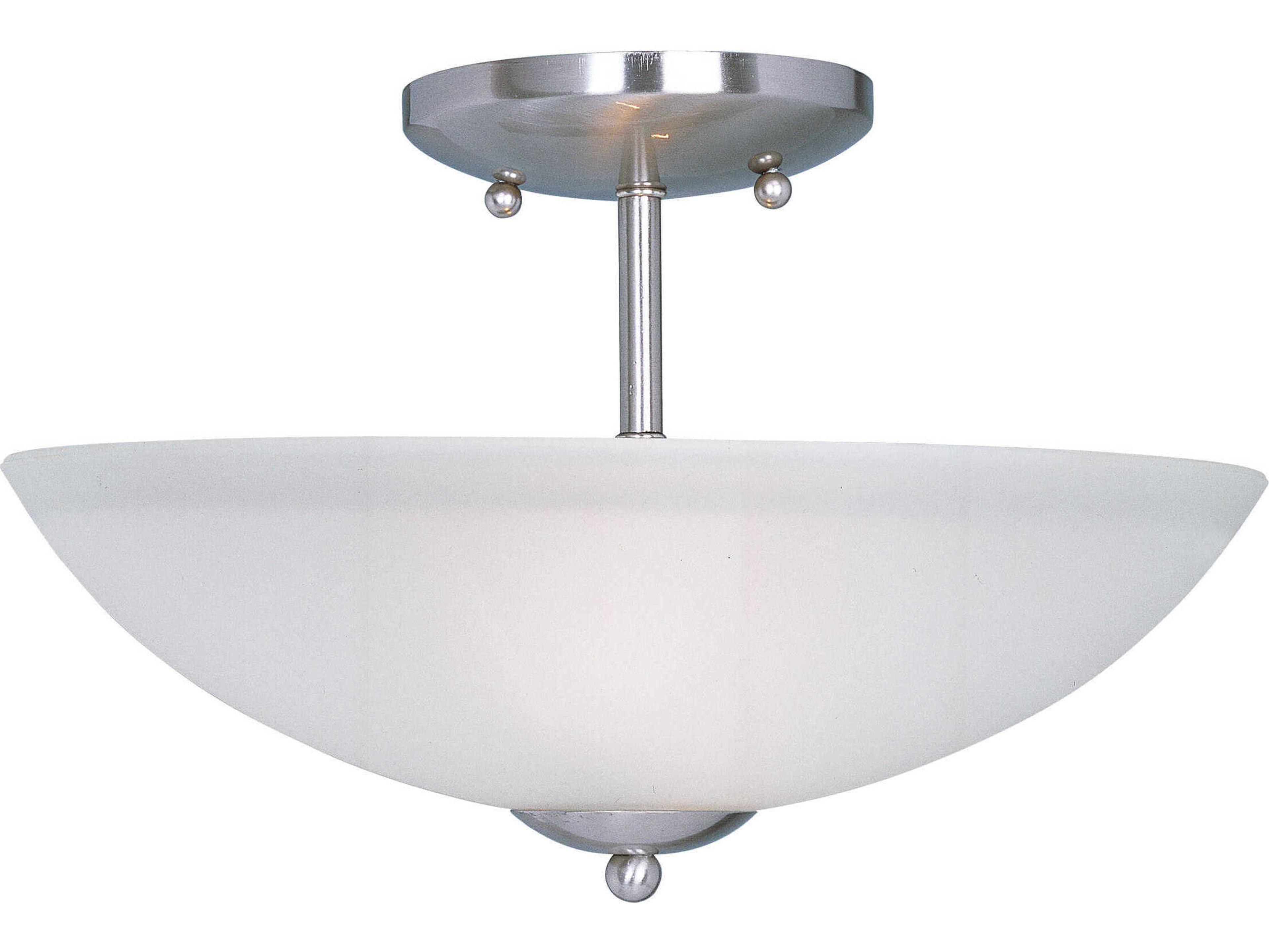 Maxim Lighting Logan 2-Light Satin Nickel Glass Bowl Semi Flush Mount
