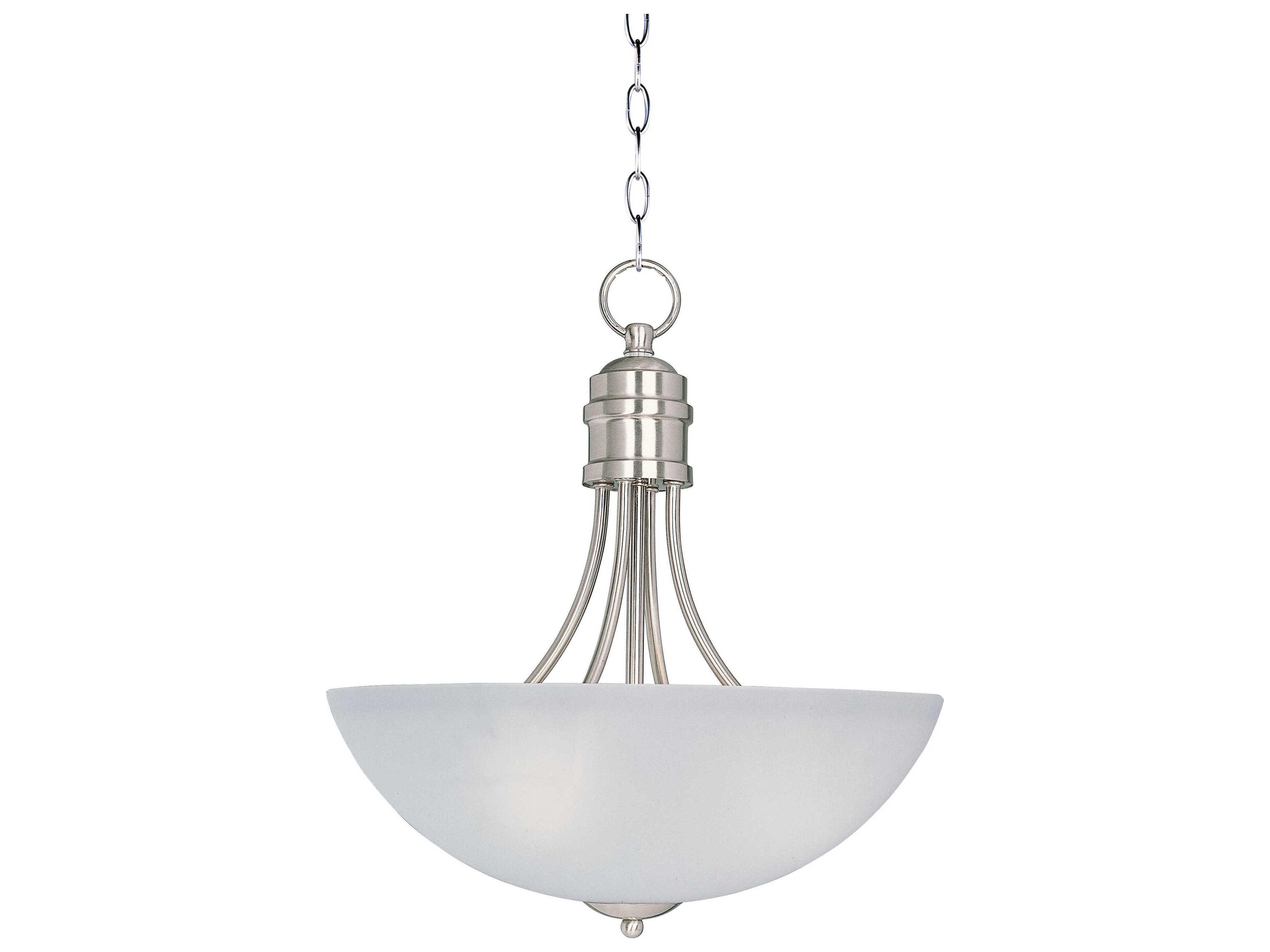 Maxim Lighting Logan 3-Light Satin Nickel Glass Bowl Pendant