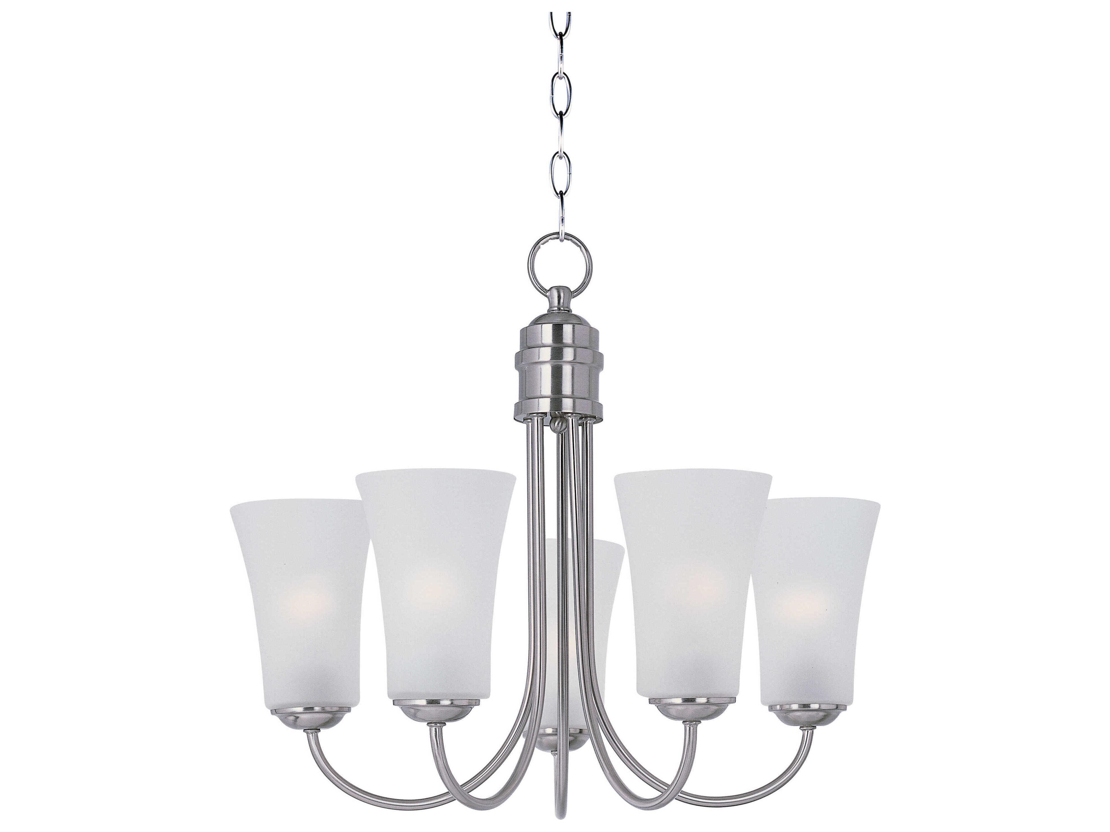 Maxim Lighting Logan 5-Light Satin Nickel Glass Bell Chandelier