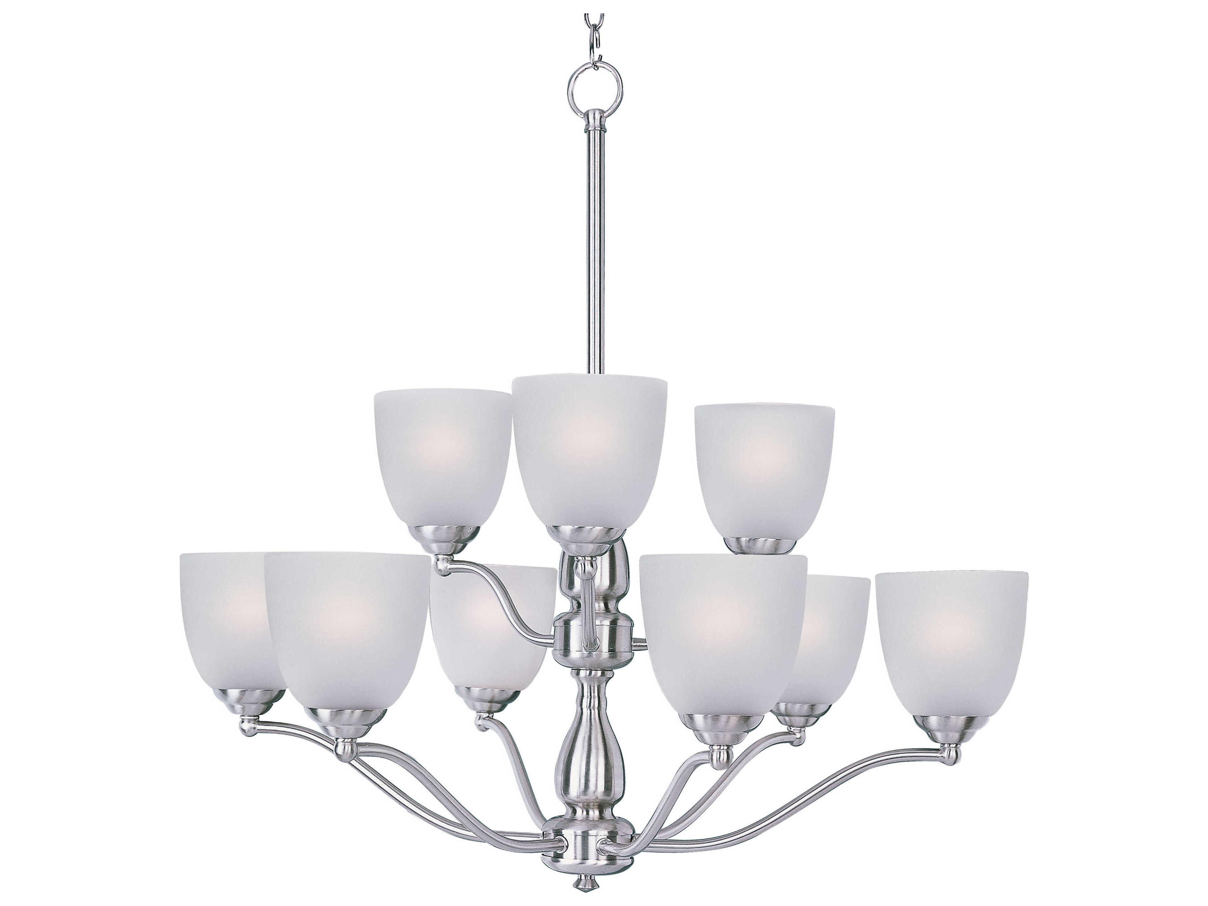 Maxim Lighting Stefan 9-Light Satin Nickel Glass Bell Tiered Chandelier