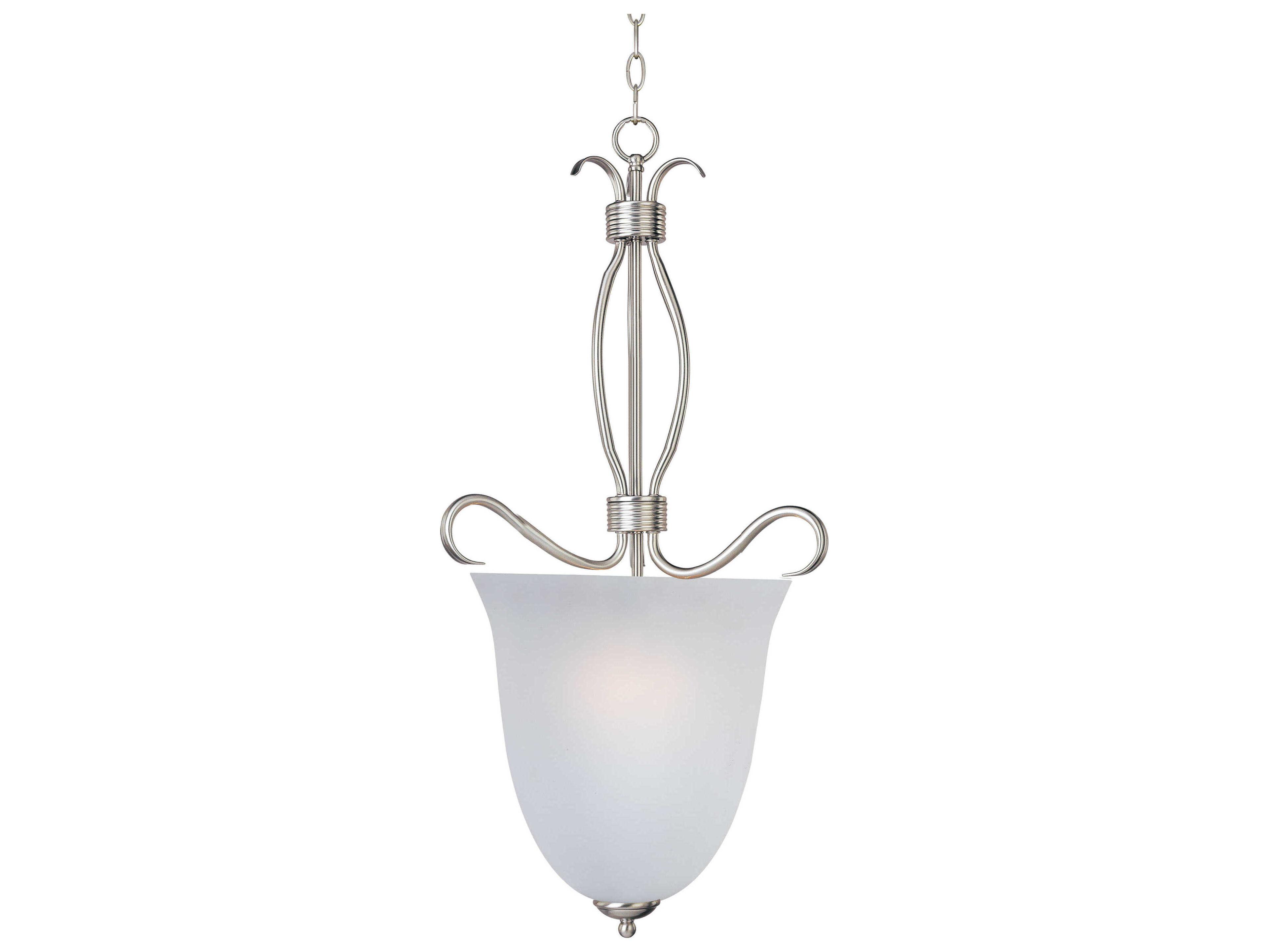 Maxim Lighting Basix 4-Light Satin Nickel Glass Bell Pendant