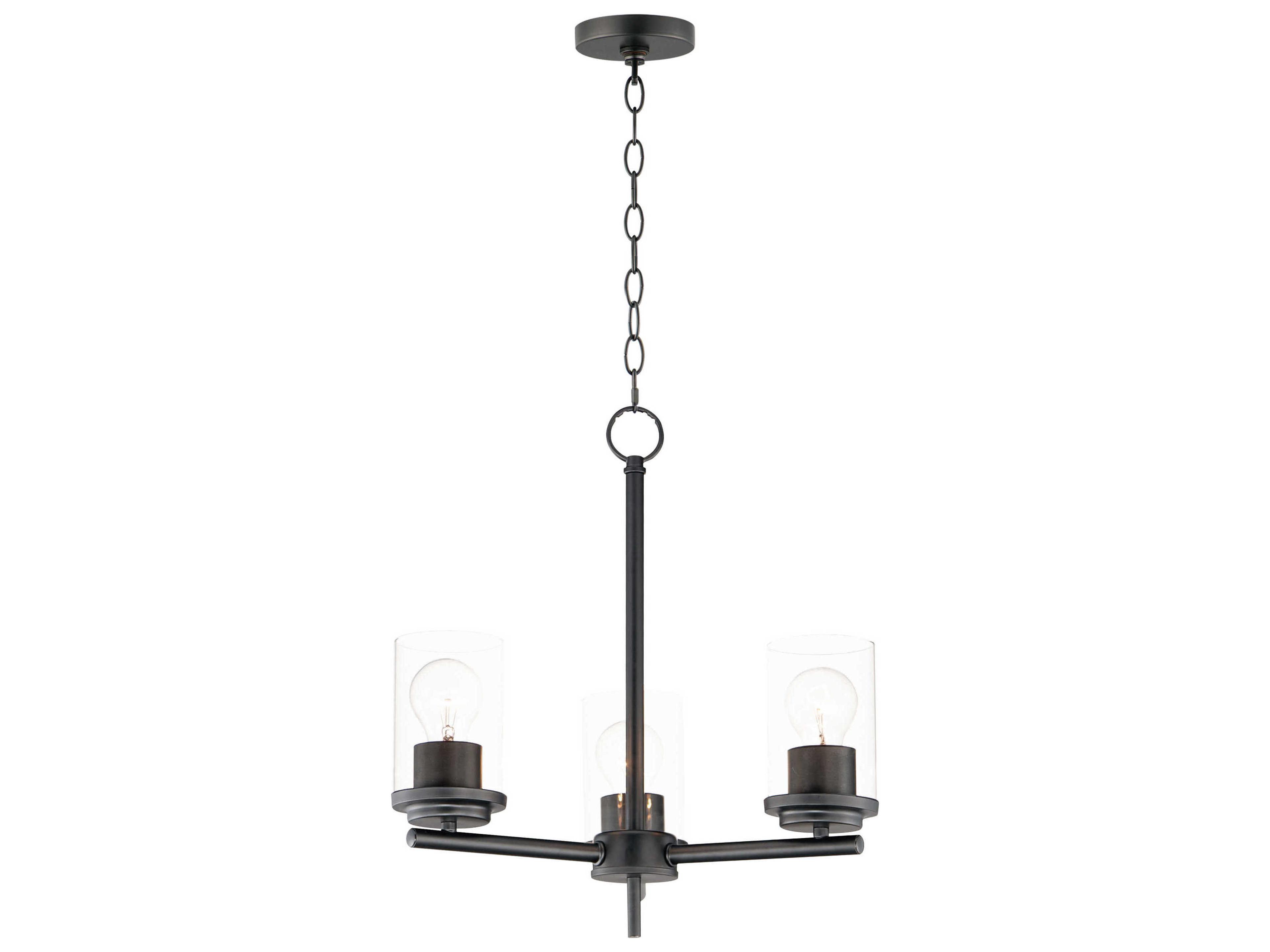 Maxim Lighting Corona 3-Light Black Glass Cylinder Chandelier