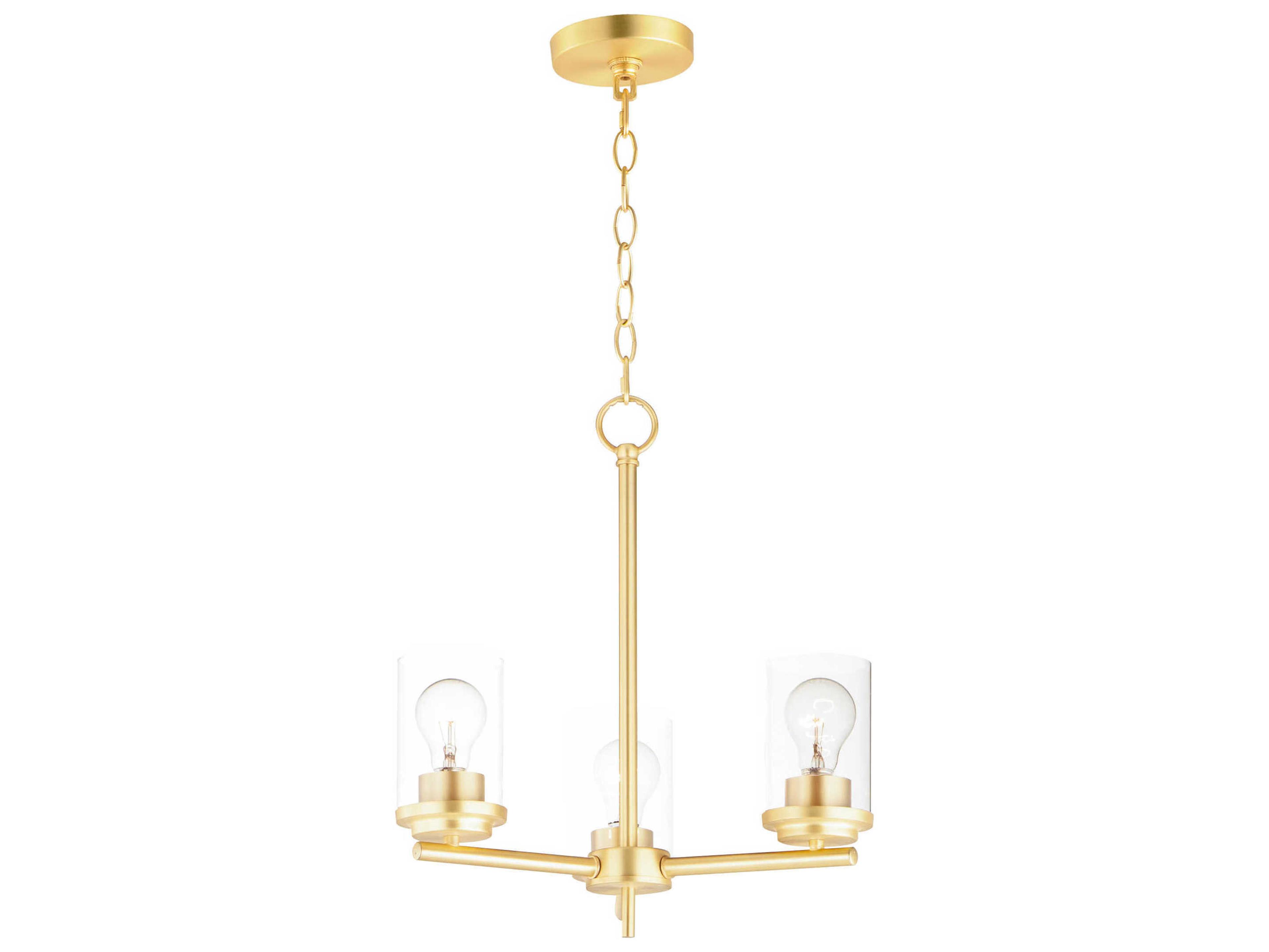 Maxim Lighting Corona 3-Light Satin Brass Glass Cylinder Chandelier