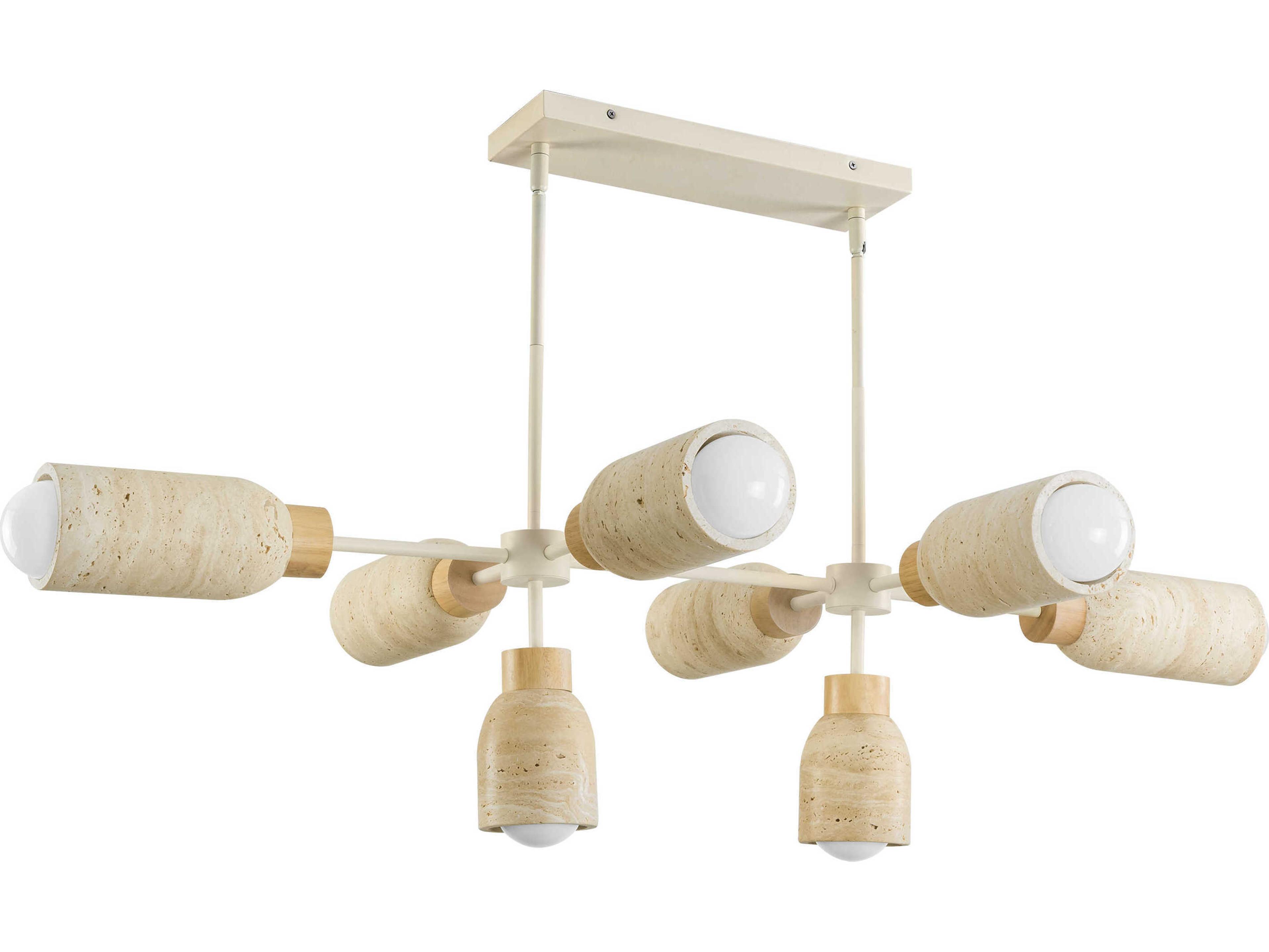 Maxim Lighting Pompeii 8-Light Travertine Oyster Off White Cylinder Island Pendant