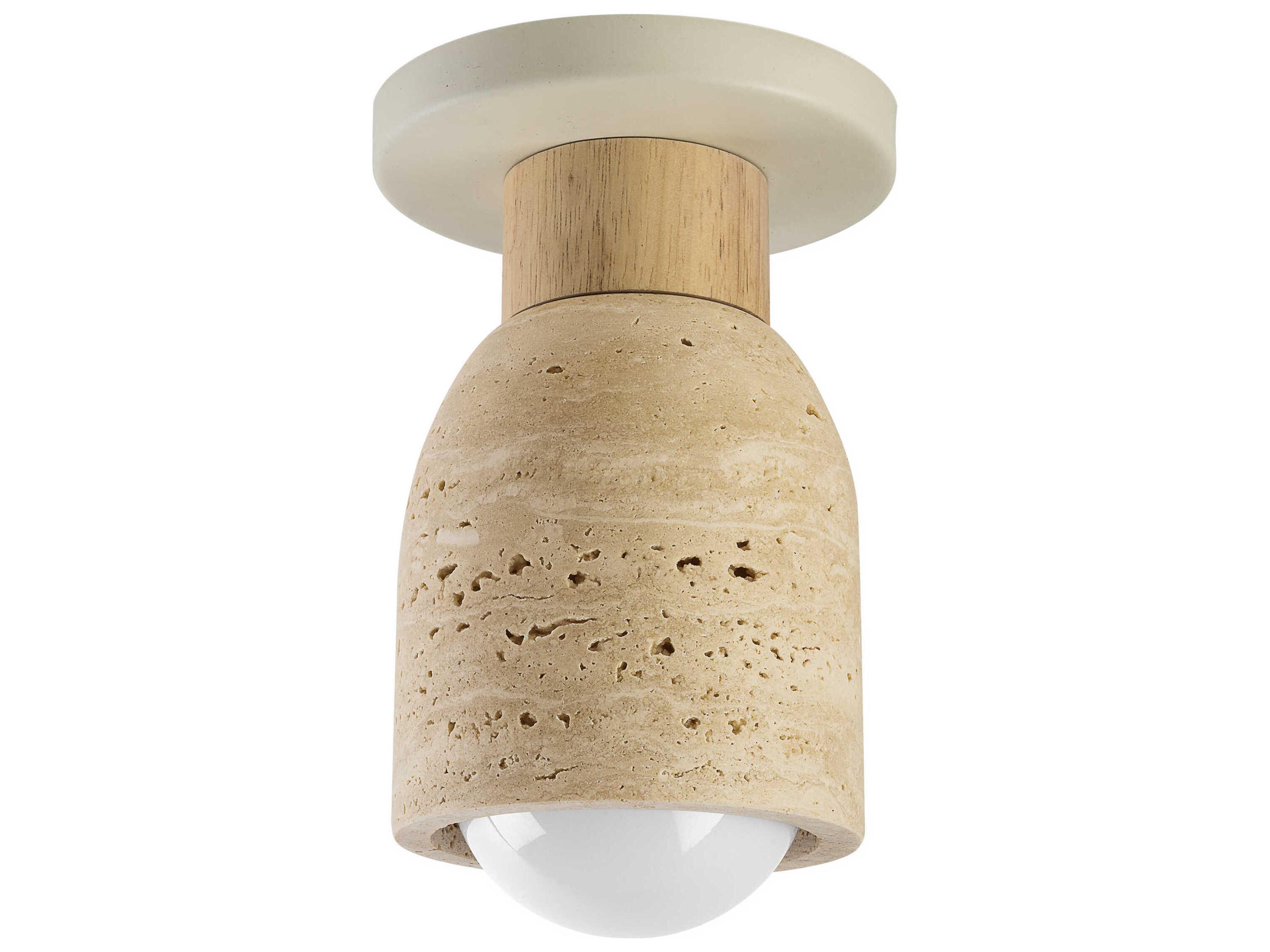 Maxim Lighting Pompeii 1-Light Travertine Oyster Off White Cylinder Flush Mount