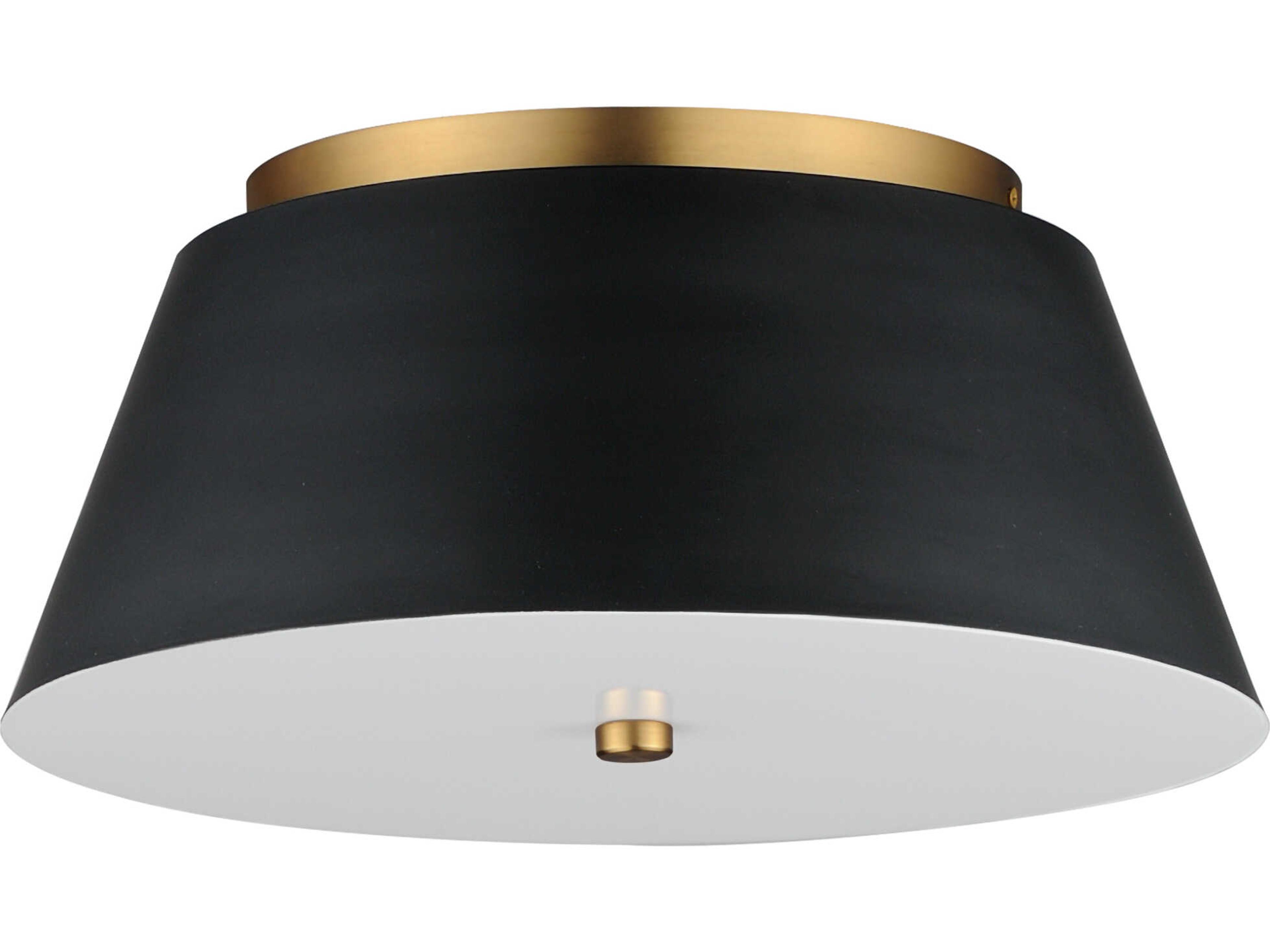 Maxim Lighting Miles 1-Light Black Natural Aged Brass Drum Flush Mount