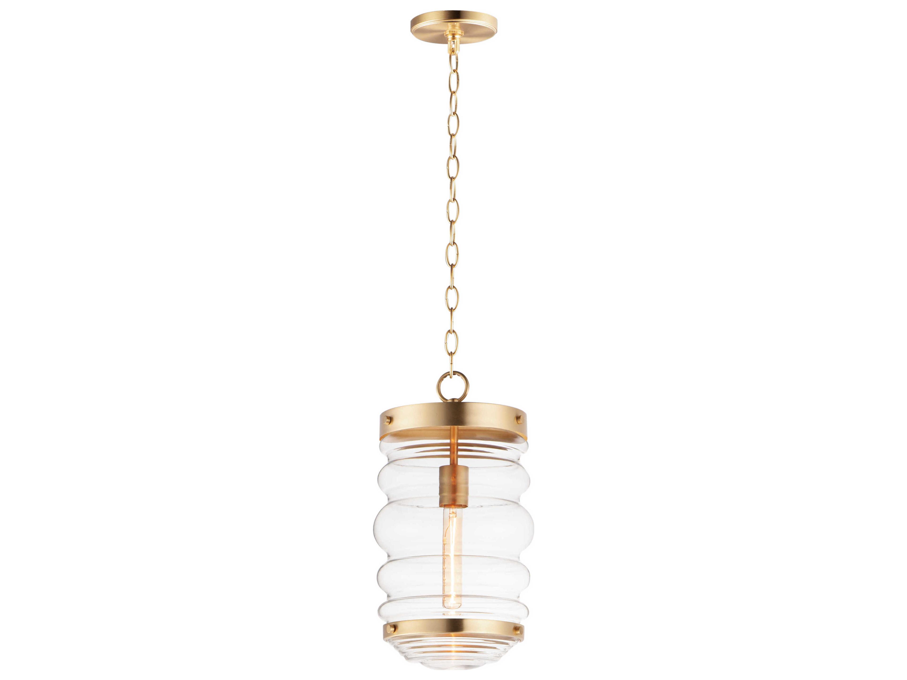 Maxim Lighting Newport 1-Light Satin Brass Glass Cylinder Mini Pendant