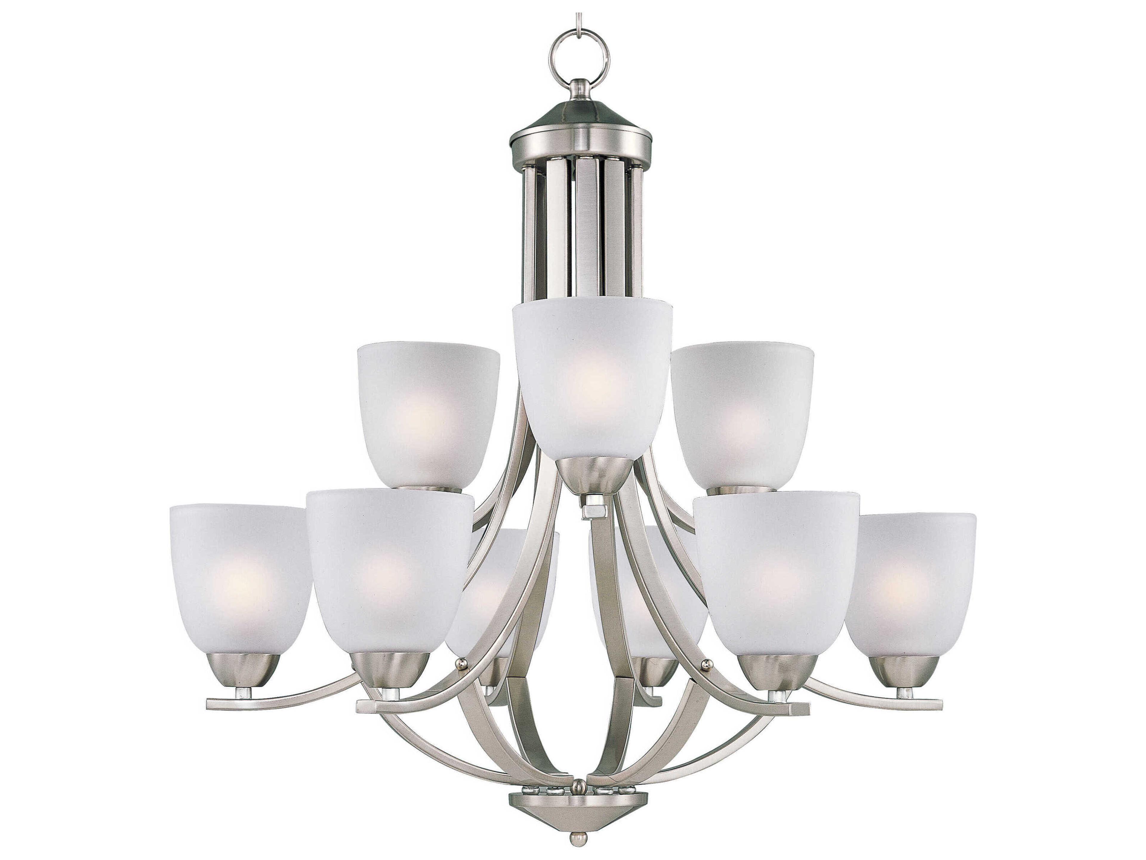 Maxim Lighting Axis 9-Light Satin Nickel Glass Bell Tiered Chandelier