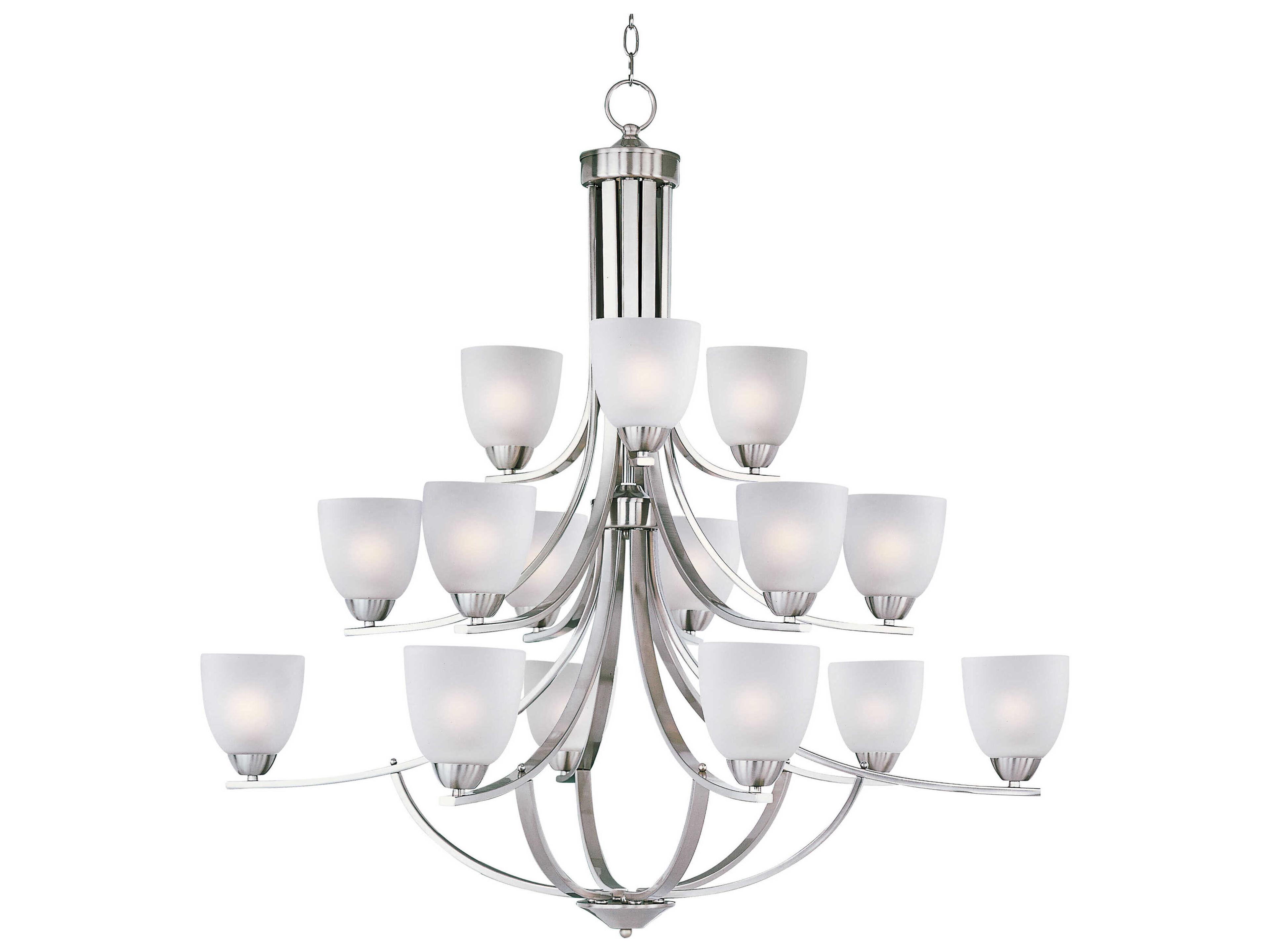 Maxim Lighting Axis 15-Light Satin Nickel Glass Bell Tiered Chandelier