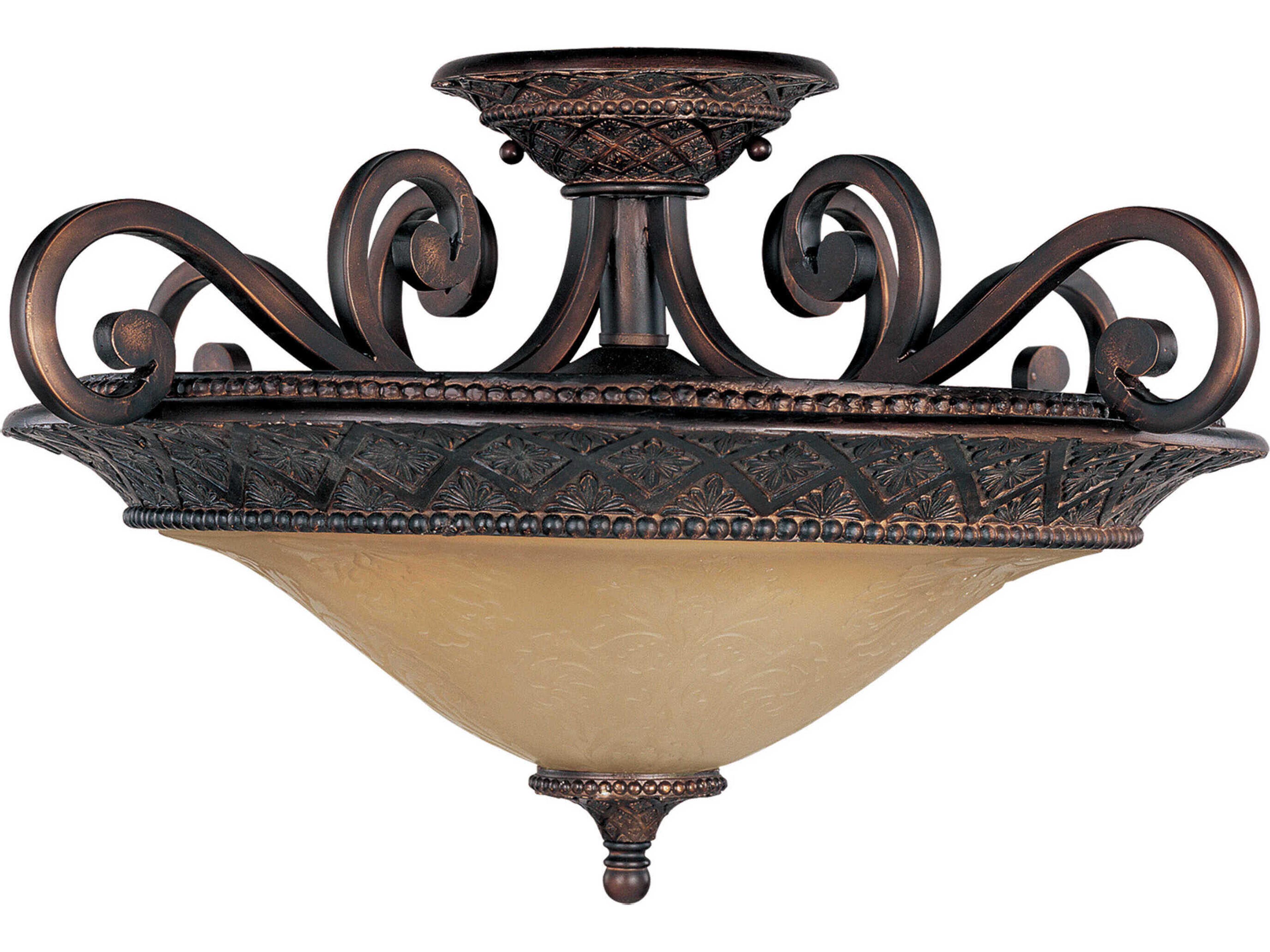 Maxim Lighting Symphony 3-Light Oil Rubbed Bronze Glass Bowl Semi Flush Mount