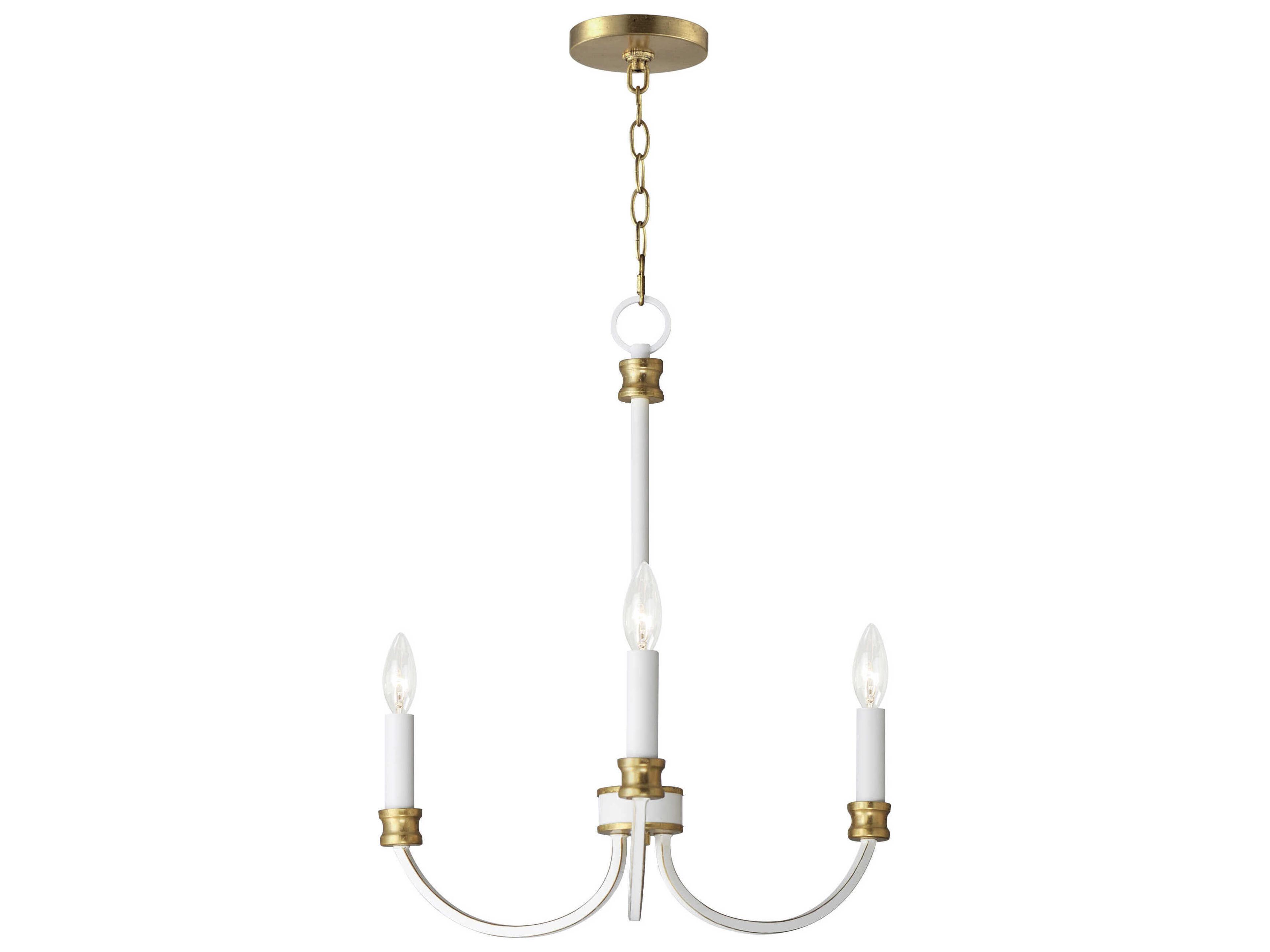 Maxim Lighting Charlton 3-Light Weathered White Gold Leaf Candelabra Chandelier