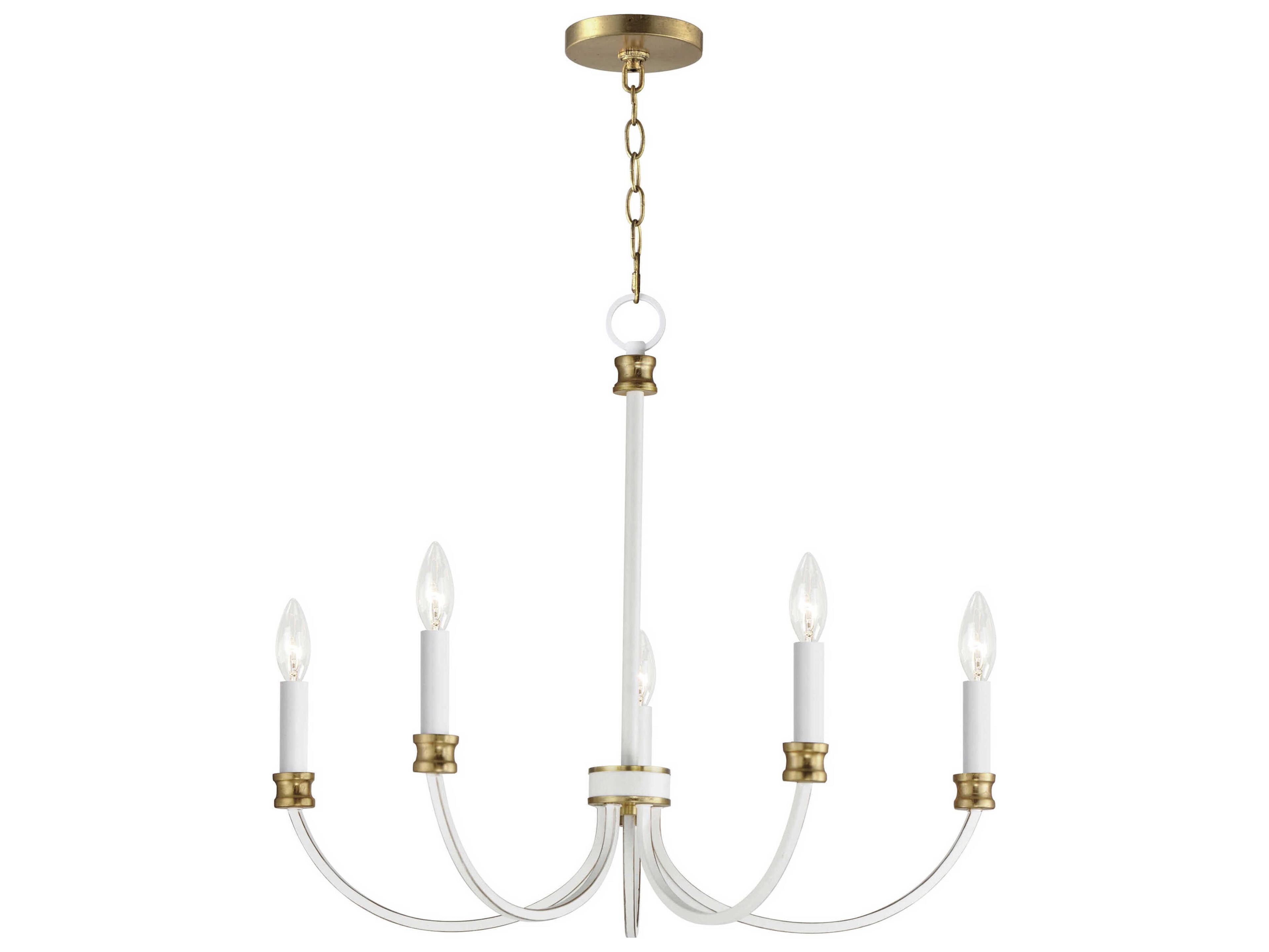 Maxim Lighting Charlton 5-Light Weathered White Gold Leaf Candelabra Chandelier
