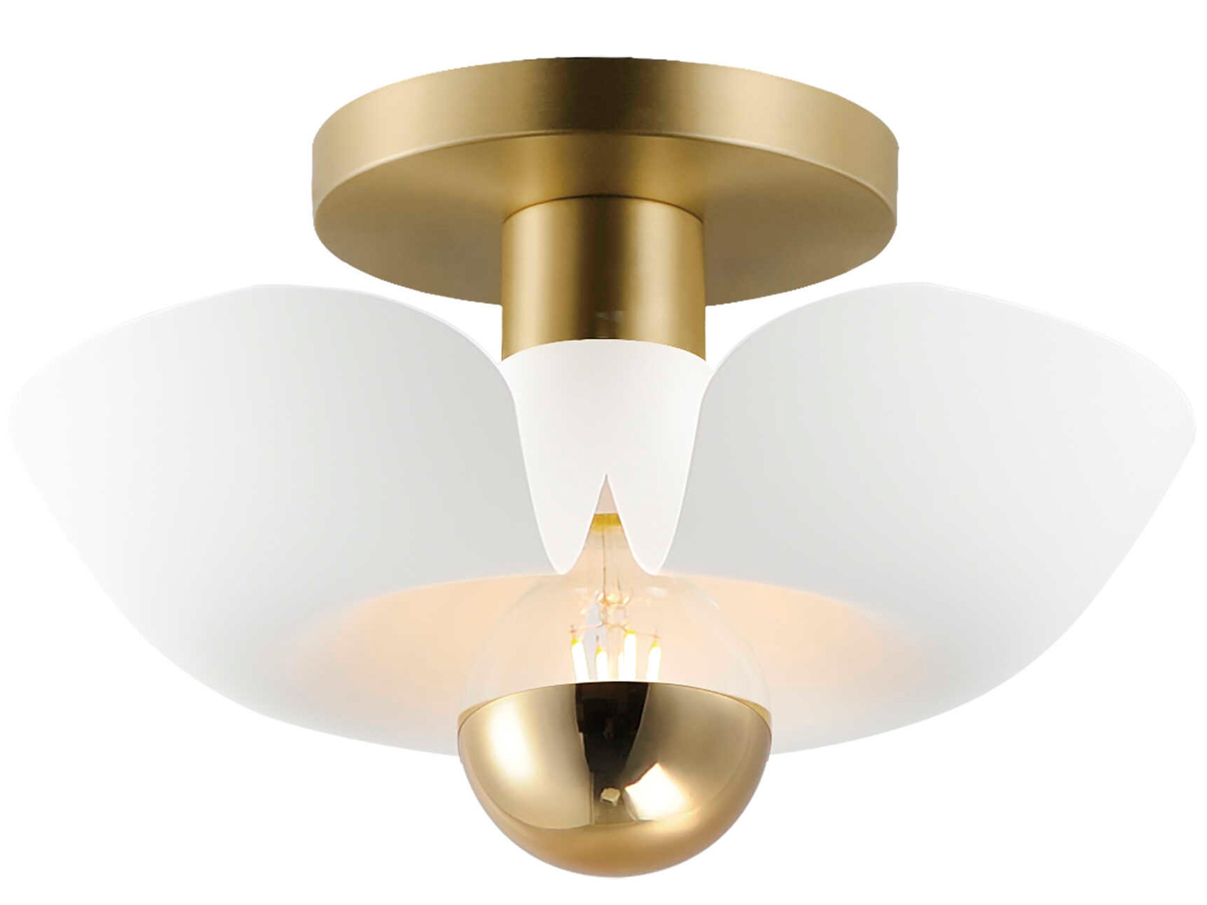 Maxim Lighting Poppy 1-Light White Satin Brass Semi Flush Mount