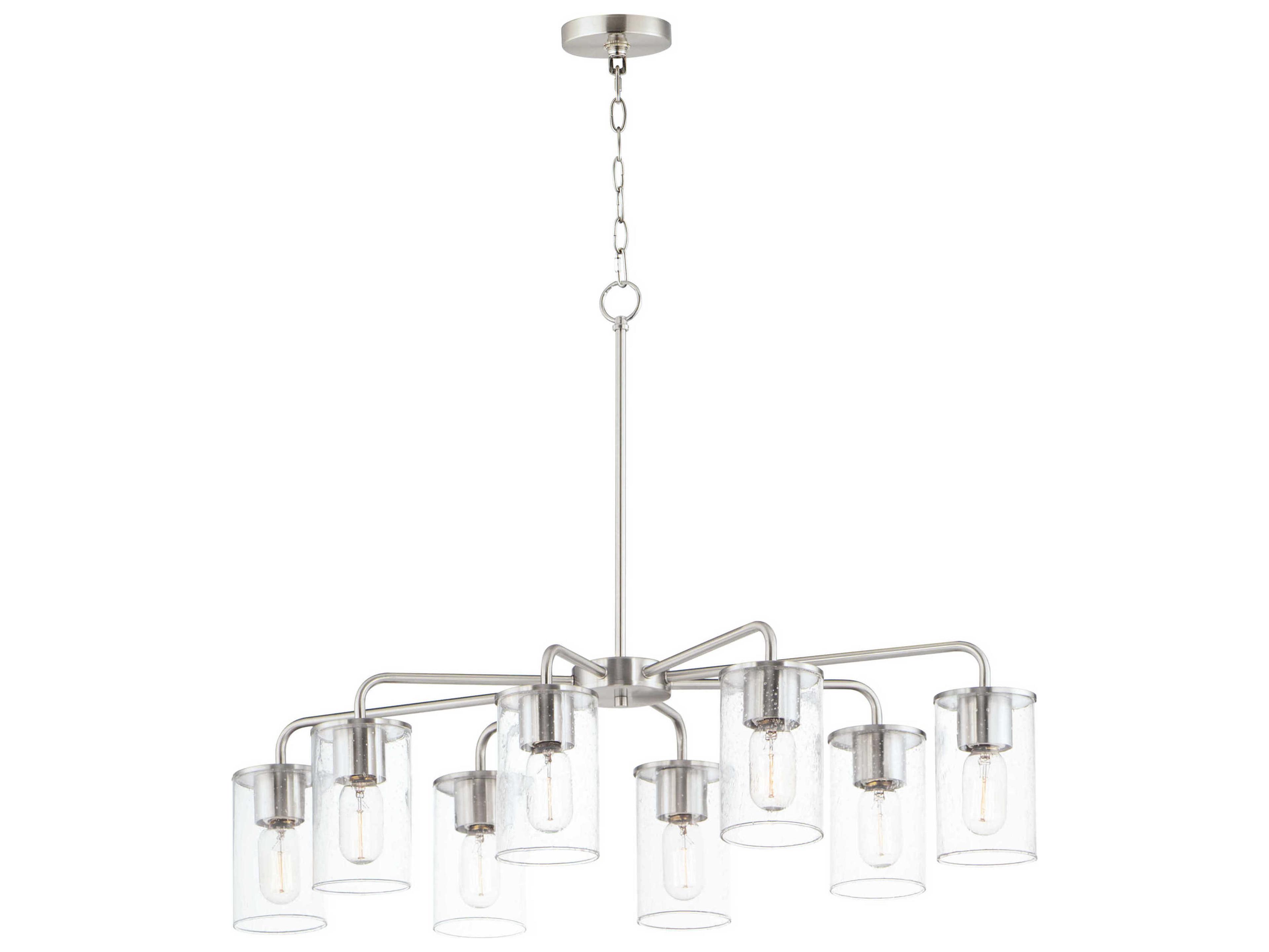 Maxim Lighting Sleek 8-Light Satin Nickel Glass Cylinder Chandelier