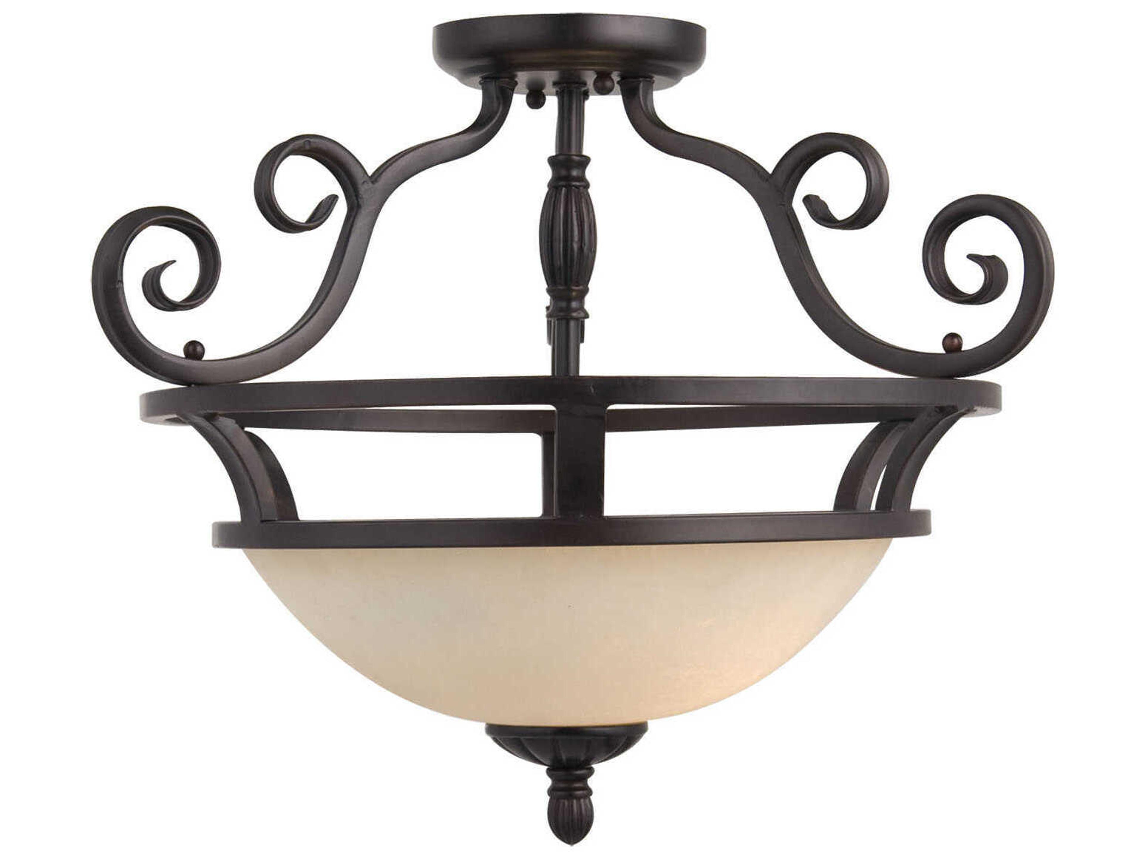 Maxim Lighting Manor 2-Light Oil Rubbed Bronze Glass Bowl Semi Flush Mount