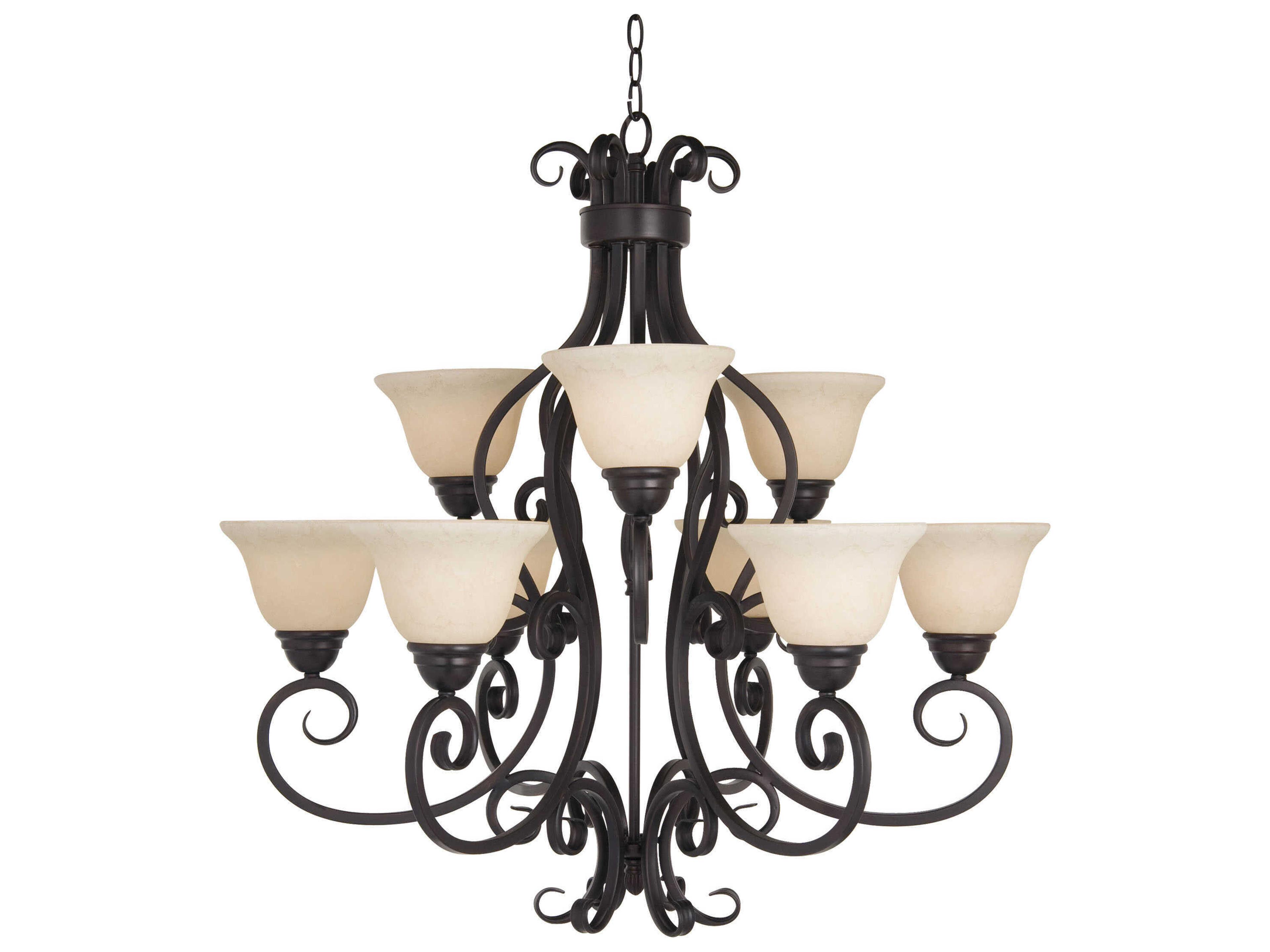 Maxim Lighting Manor 9-Light Oil Rubbed Bronze Glass Bell Chandelier