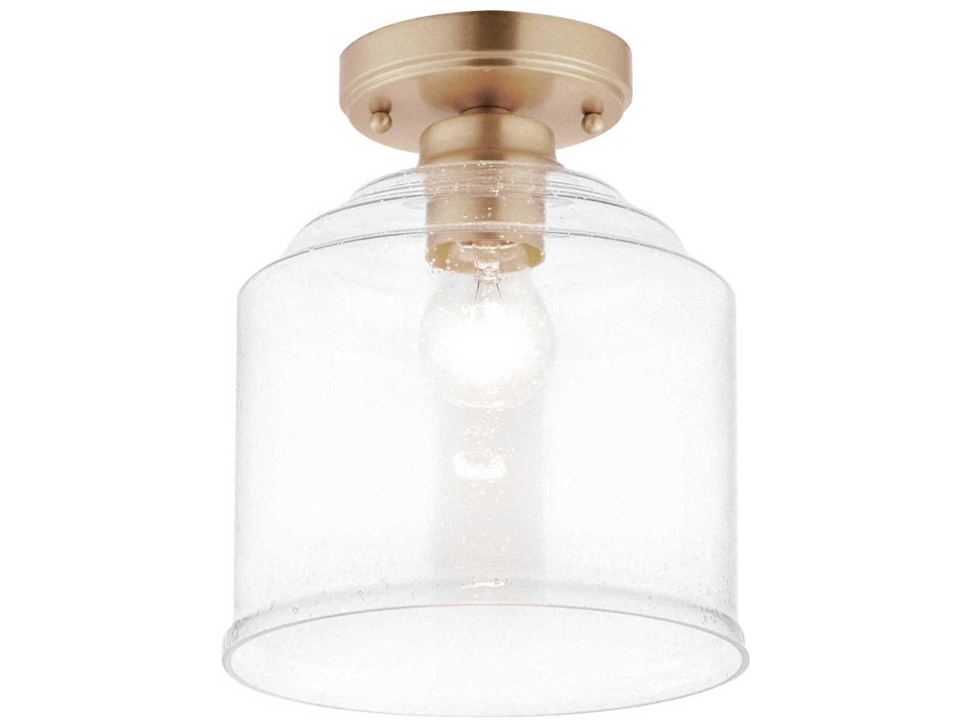 Maxim Lighting Acadia 1-Light Heritage Gold Glass Dome Flush Mount