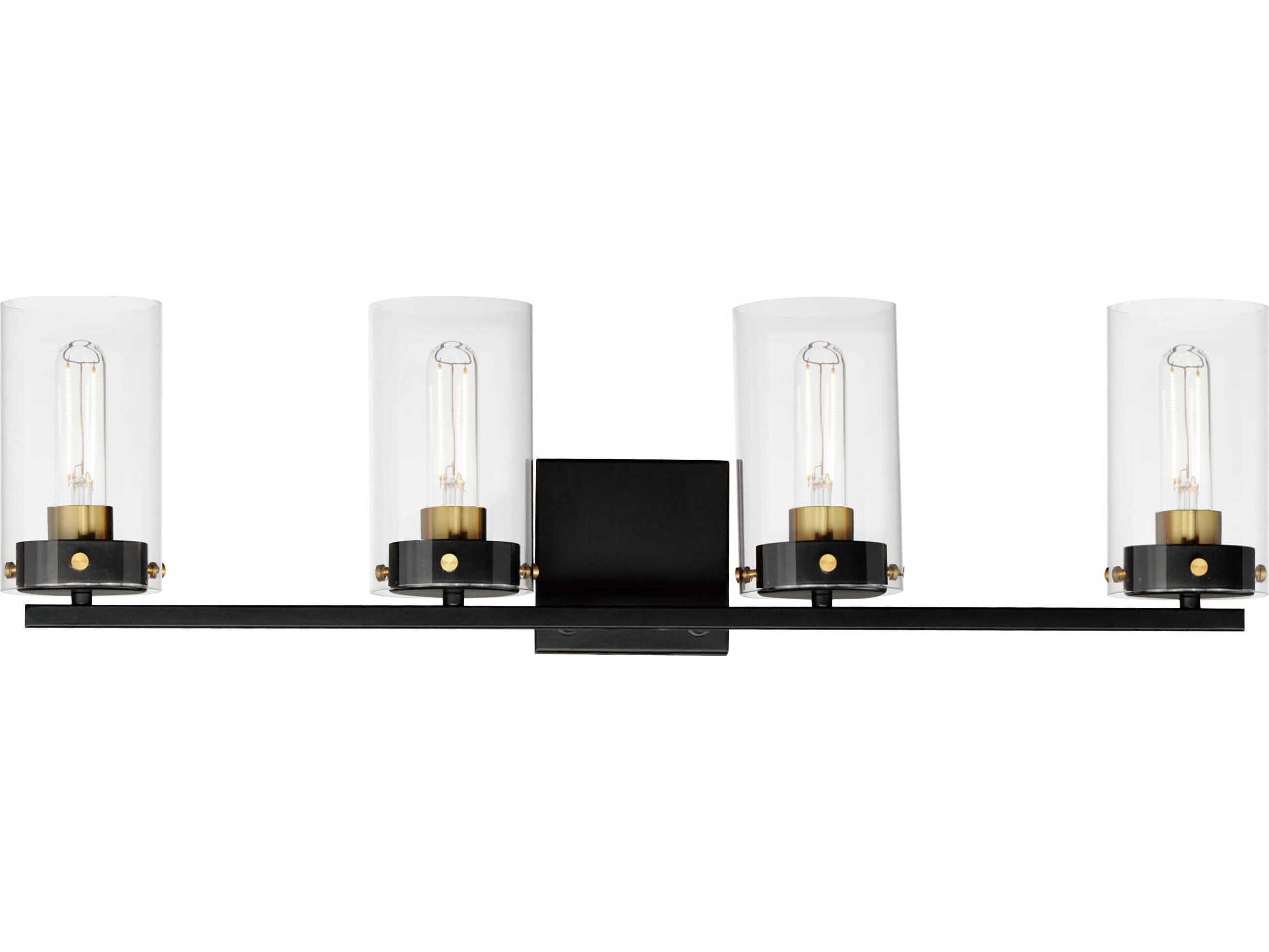 Maxim Lighting Pinn 4-Light Black Satin Brass Glass Vanity Light