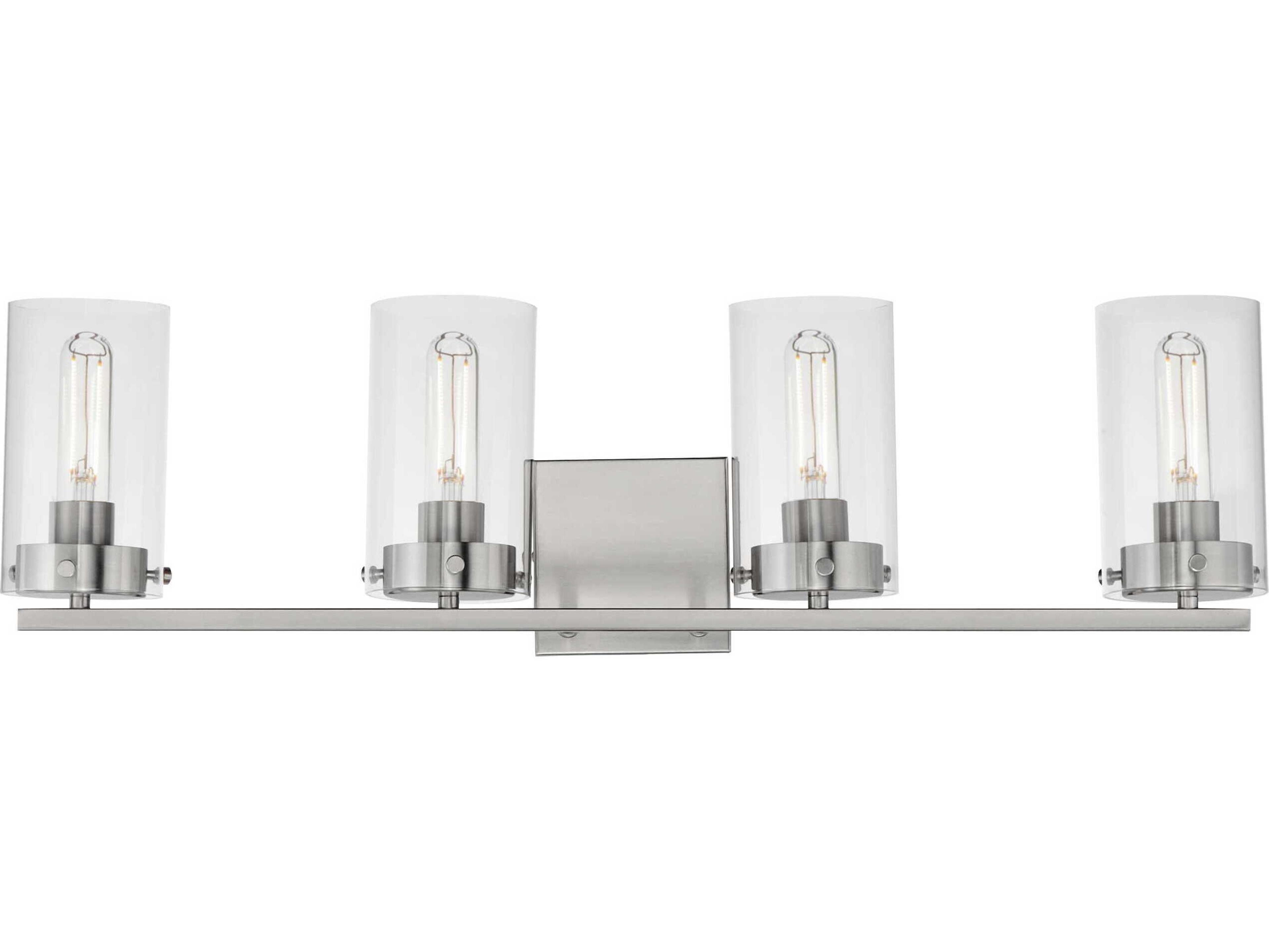 Maxim Lighting Pinn 4-Light Satin Nickel Glass Vanity Light