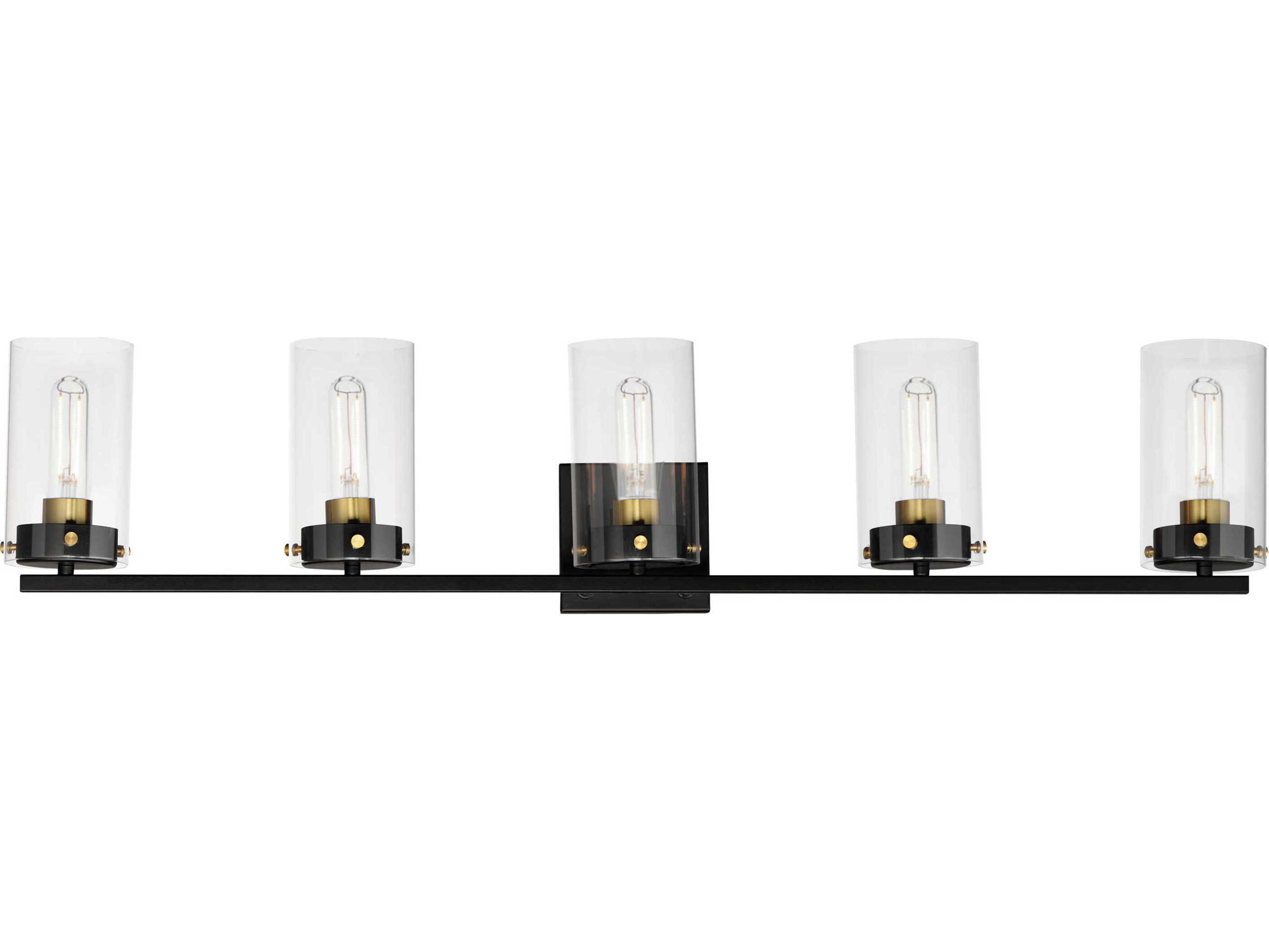 Maxim Lighting Pinn 5-Light Black Satin Brass Glass Vanity Light