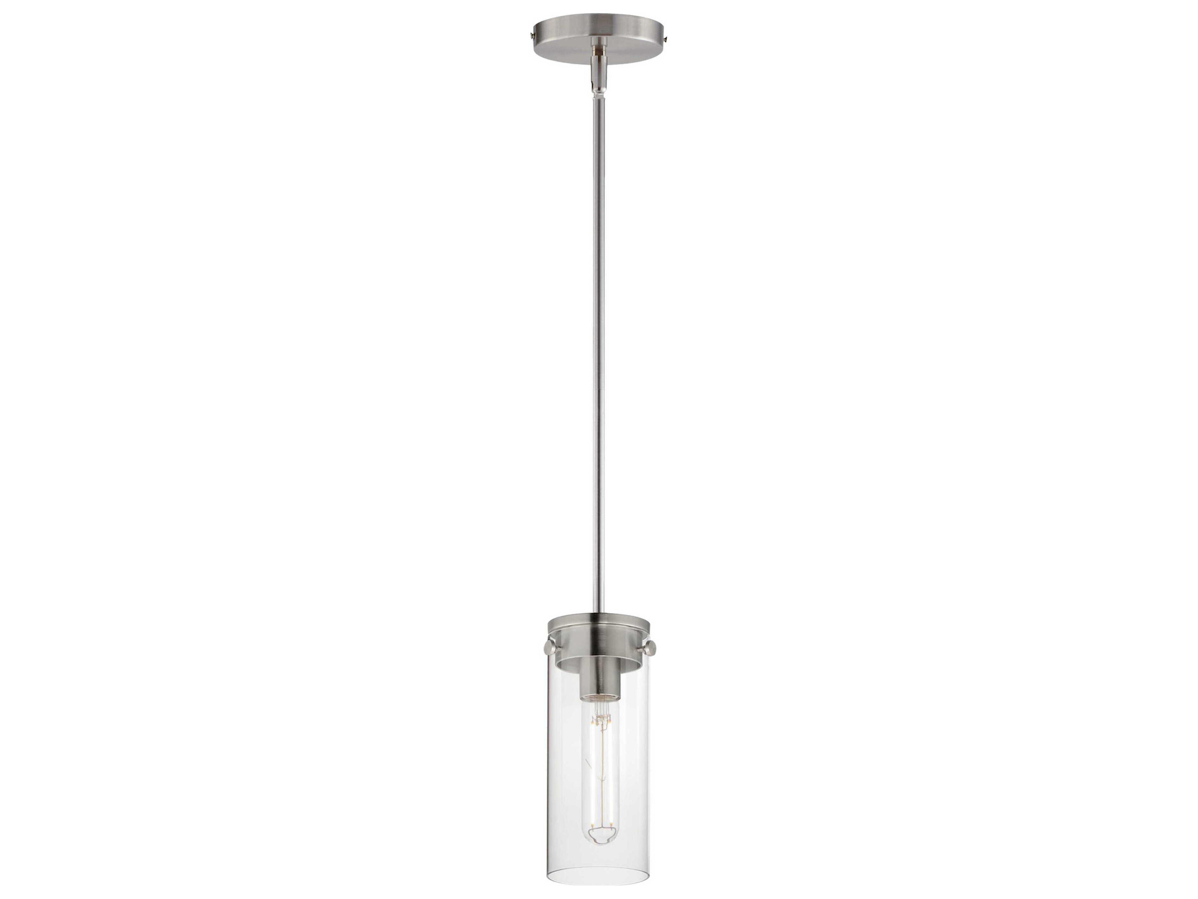 Maxim Lighting Pinn 1-Light Satin Nickel Glass Cylinder Mini Pendant