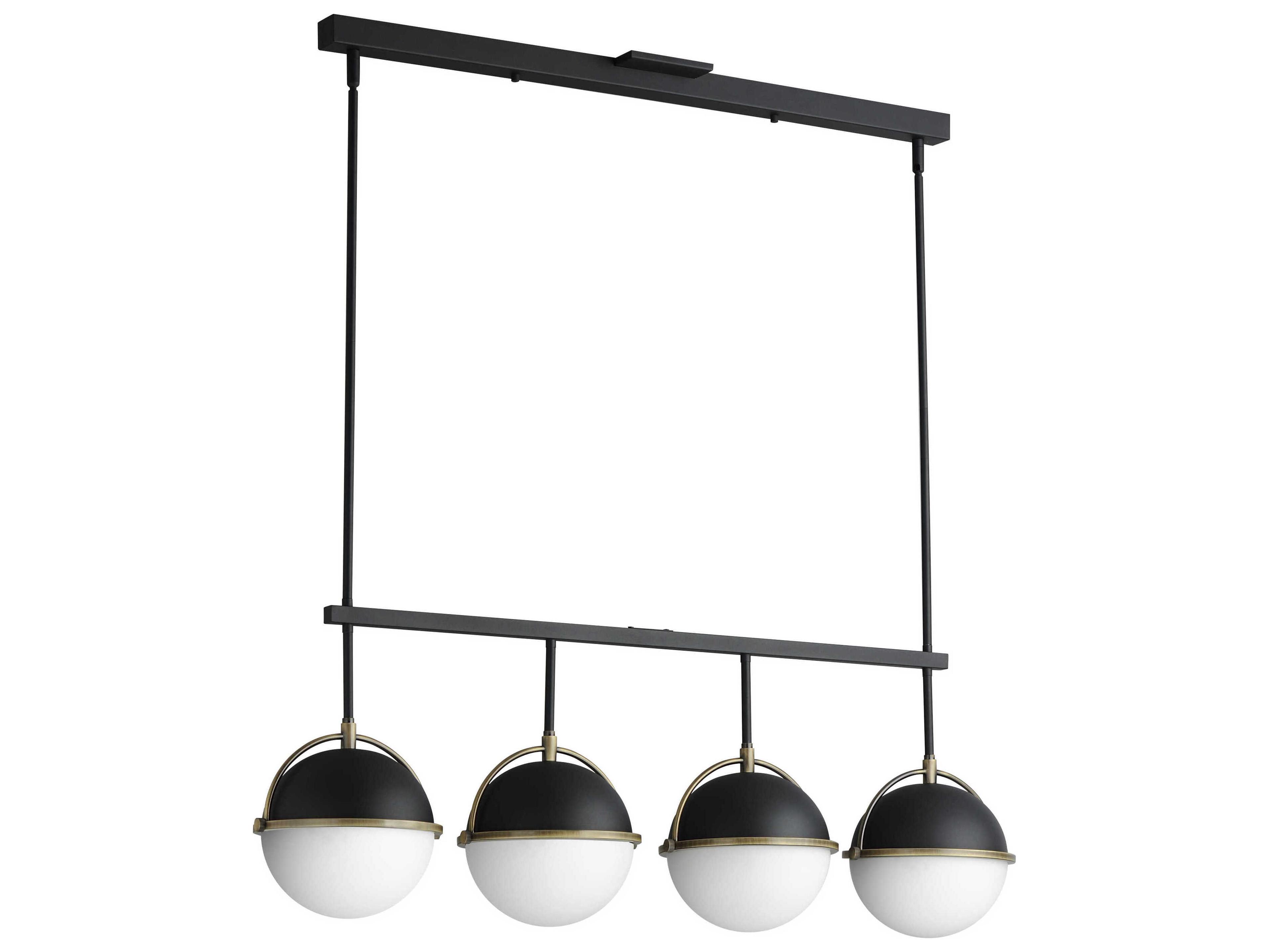 Maxim Lighting Duke 4-Light Black Weathered Brass Glass Globe Linear Island Pendant