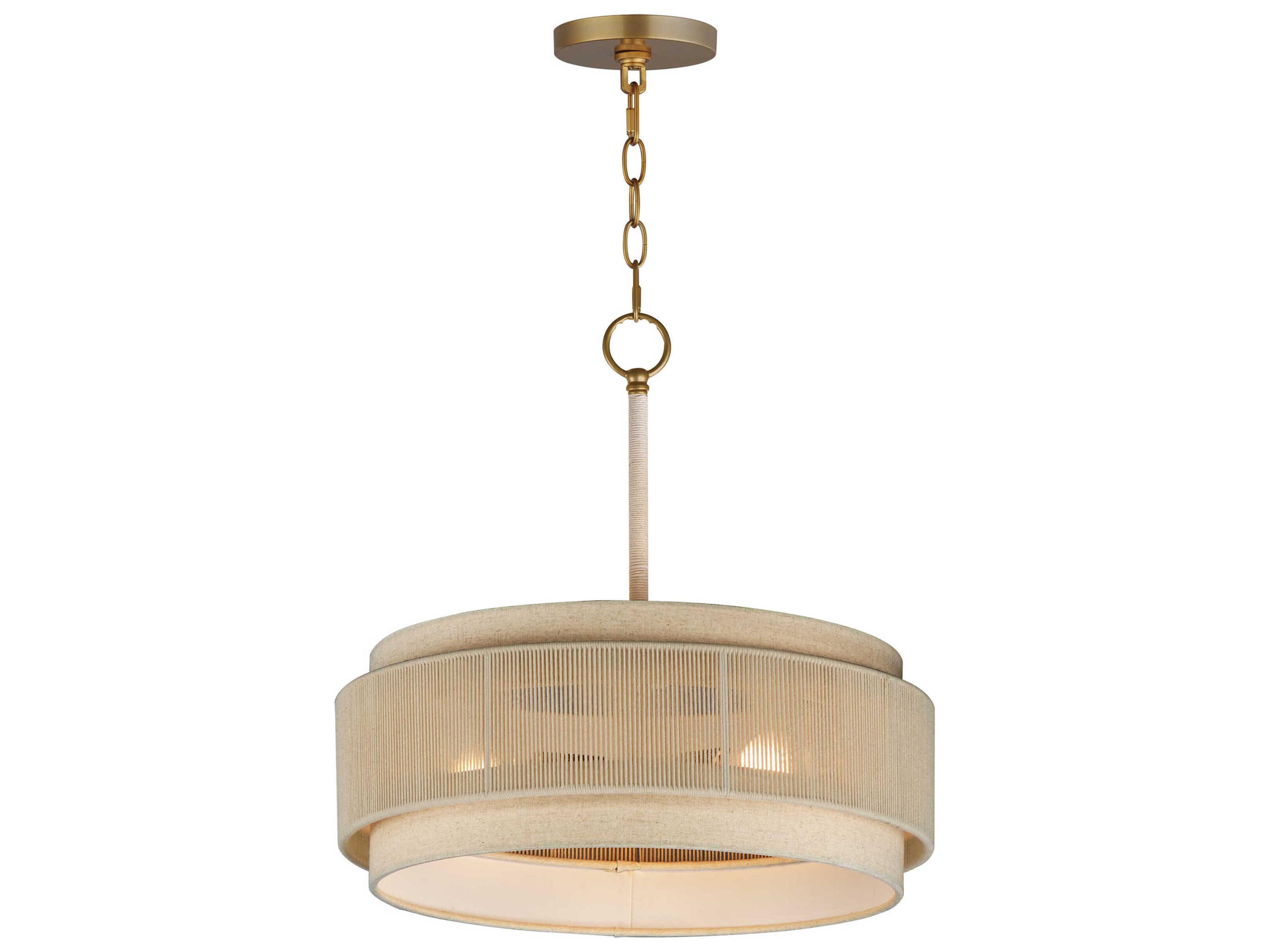 Maxim Lighting Seacliff 3-Light Natural Aged Brass Round Pendant
