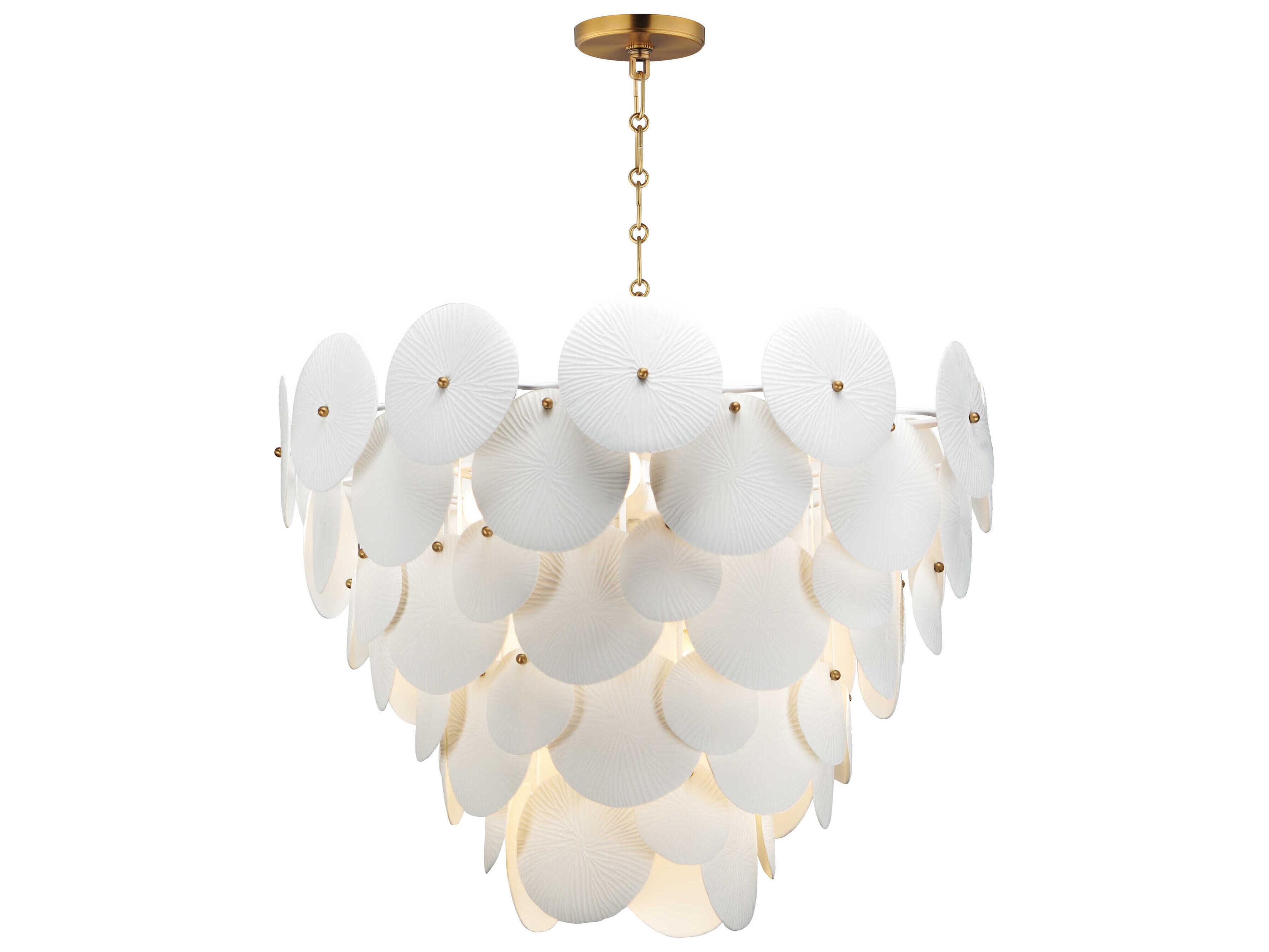 Maxim Lighting Isla 8-Light Natural Aged Brass White Tiered Pendant