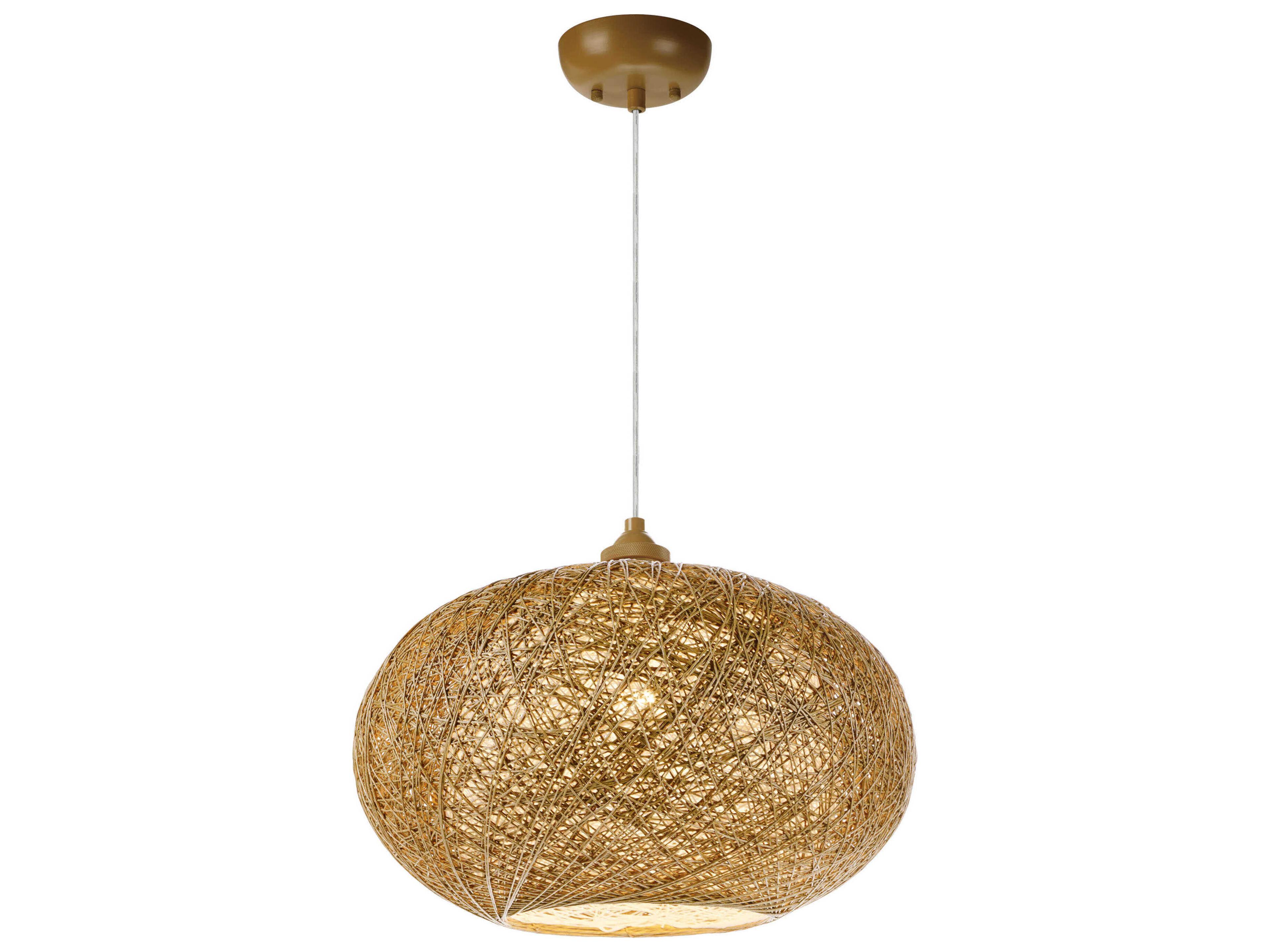 Maxim Lighting Bali 1-Light Natural Brown Dome Round Pendant