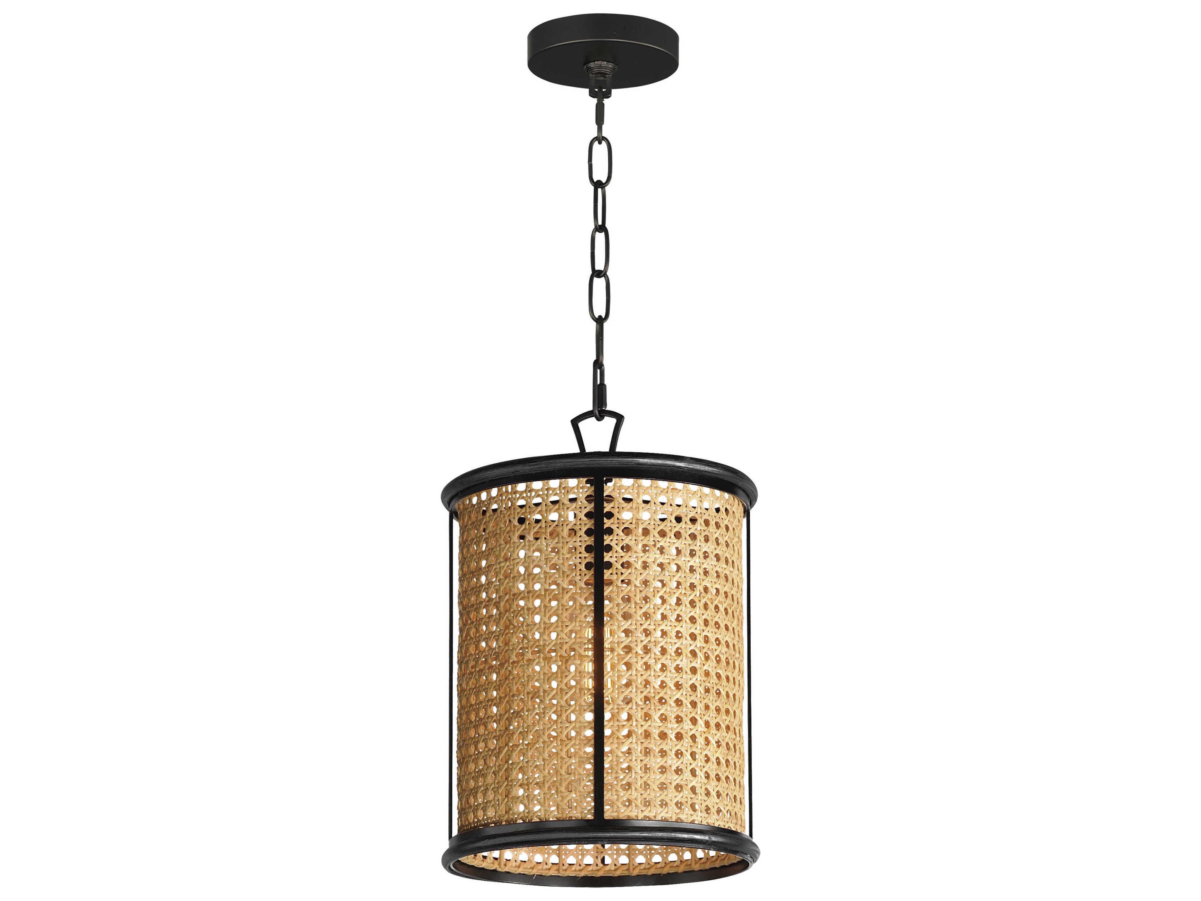 Maxim Lighting Cane 1-Light Black Drum Mini Pendant