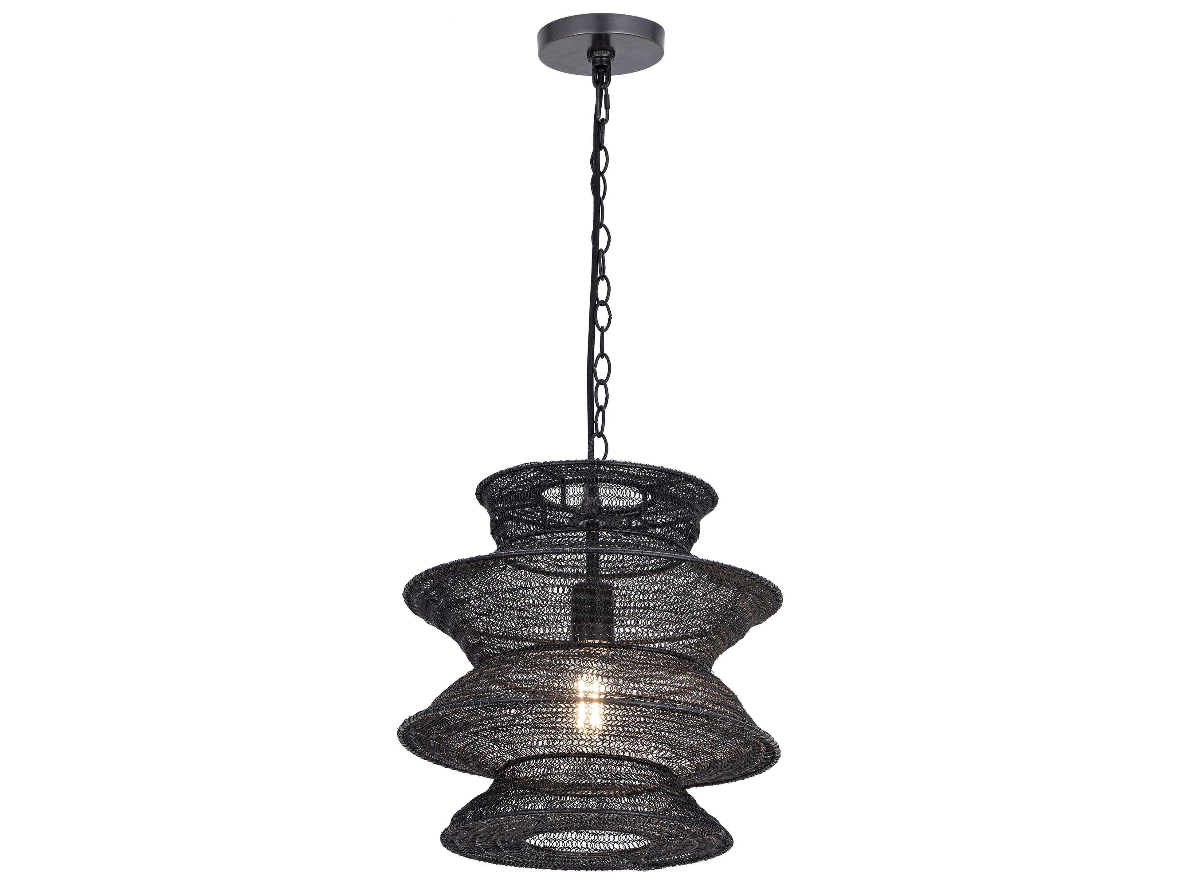 Maxim Lighting Krabi 1-Light Black Geometric Pendant