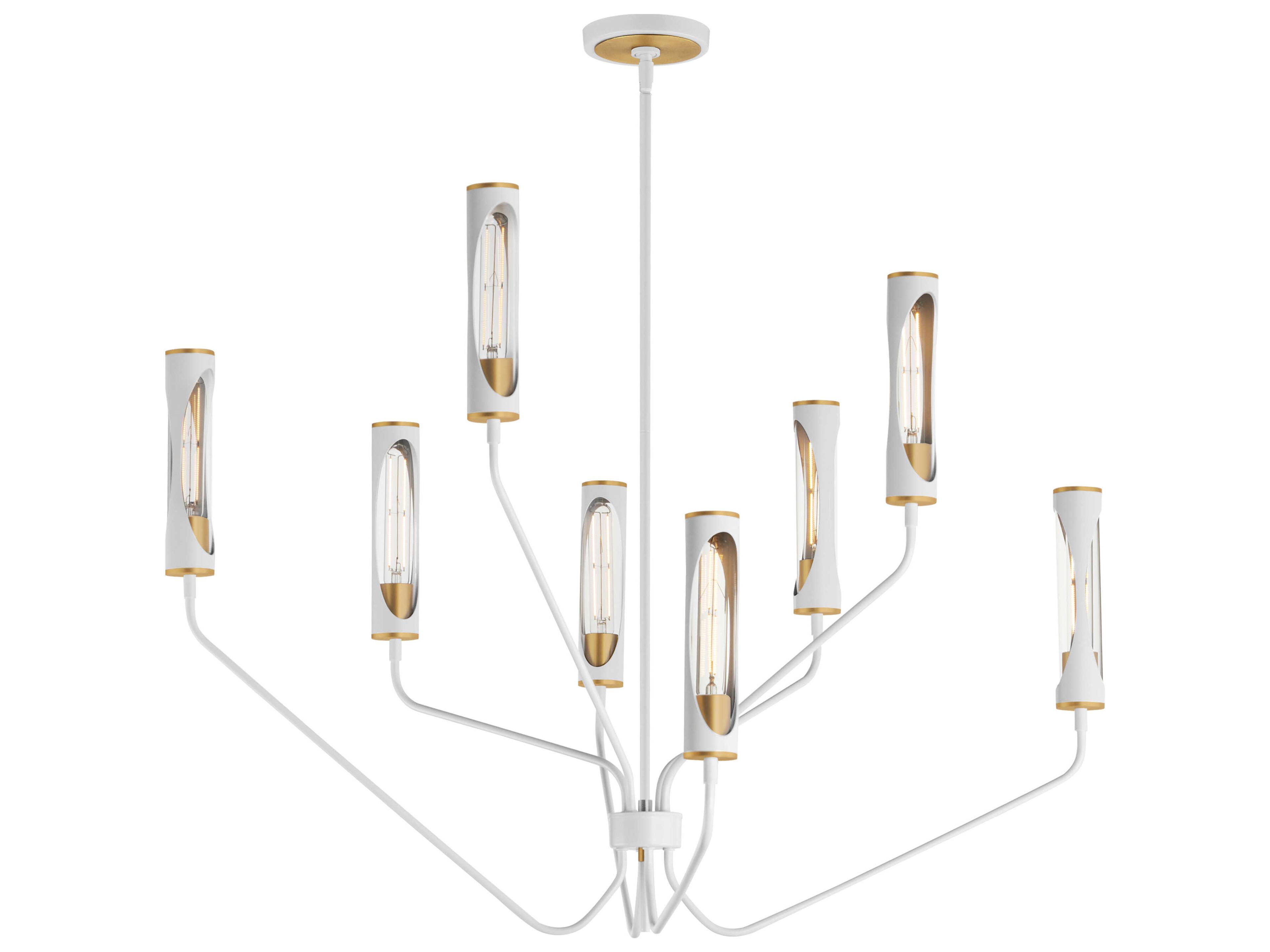 Maxim Lighting Regent 8-Light Light French Gray Natural Aged Brass Cylinder Chandelier