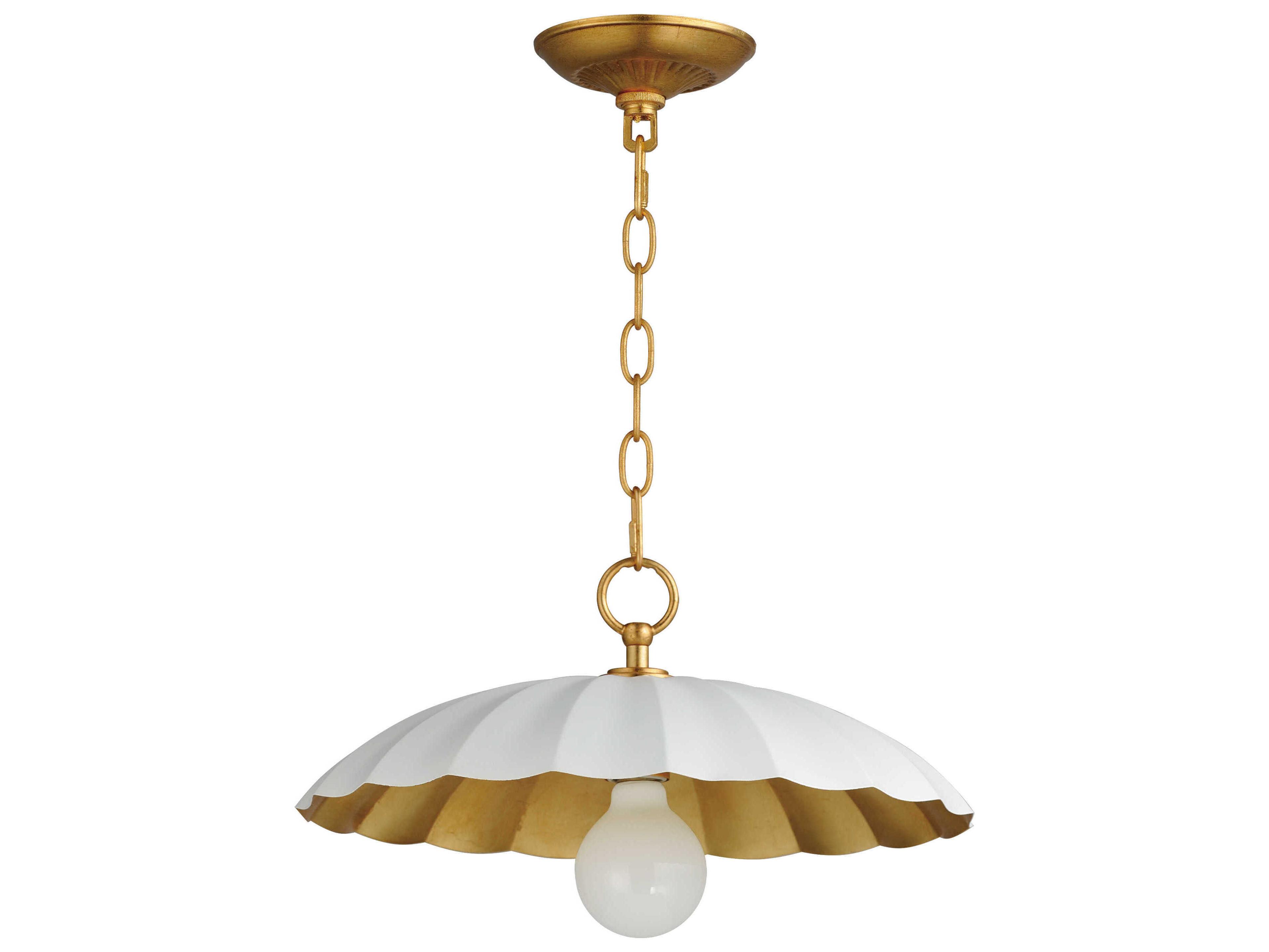 Maxim Lighting Primrose 1-Light Matte White Gold Leaf Dome Pendant