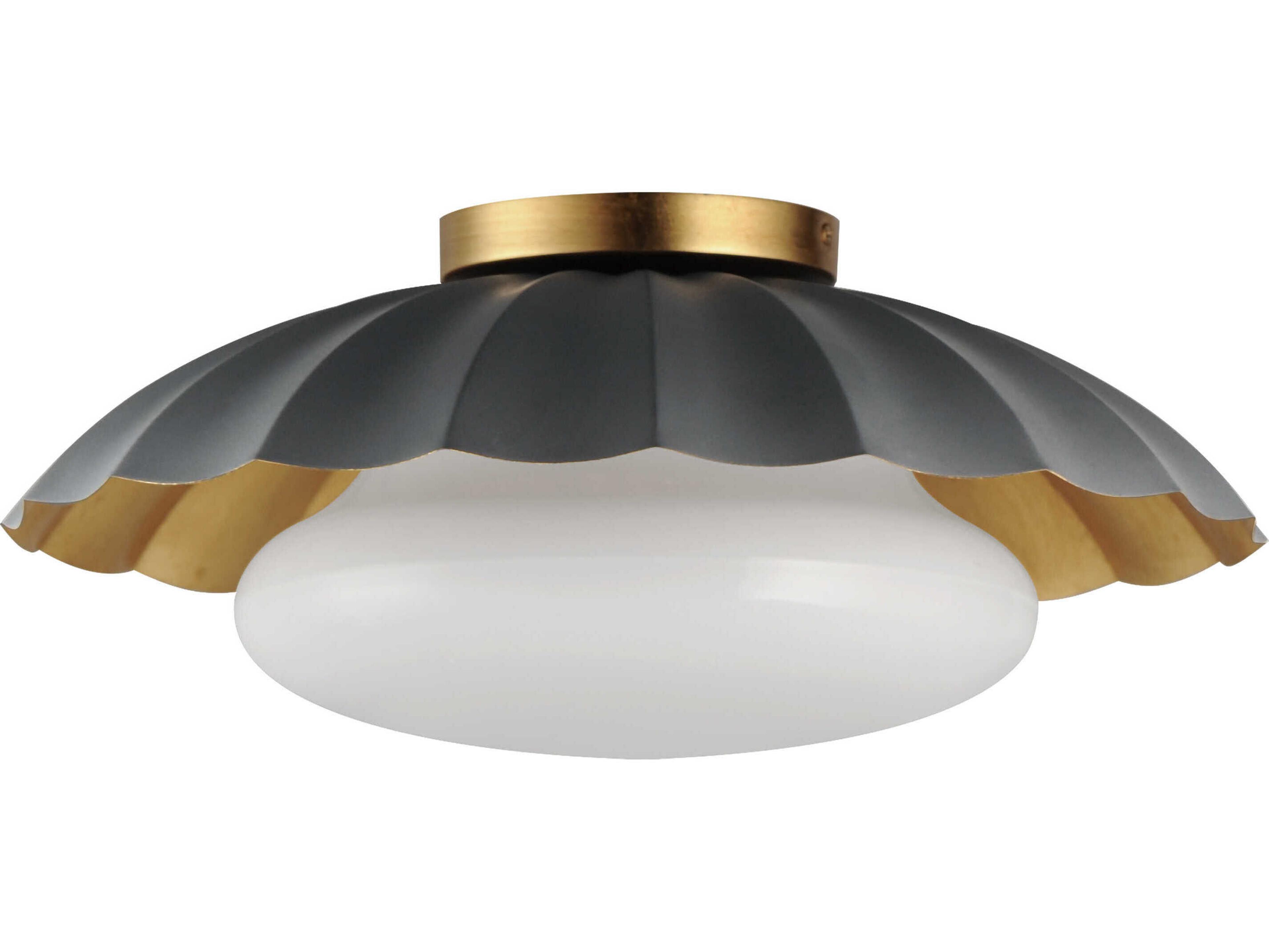 Maxim Lighting Primrose 1-Light Dark Grey Gold Leaf Dome Flush Mount