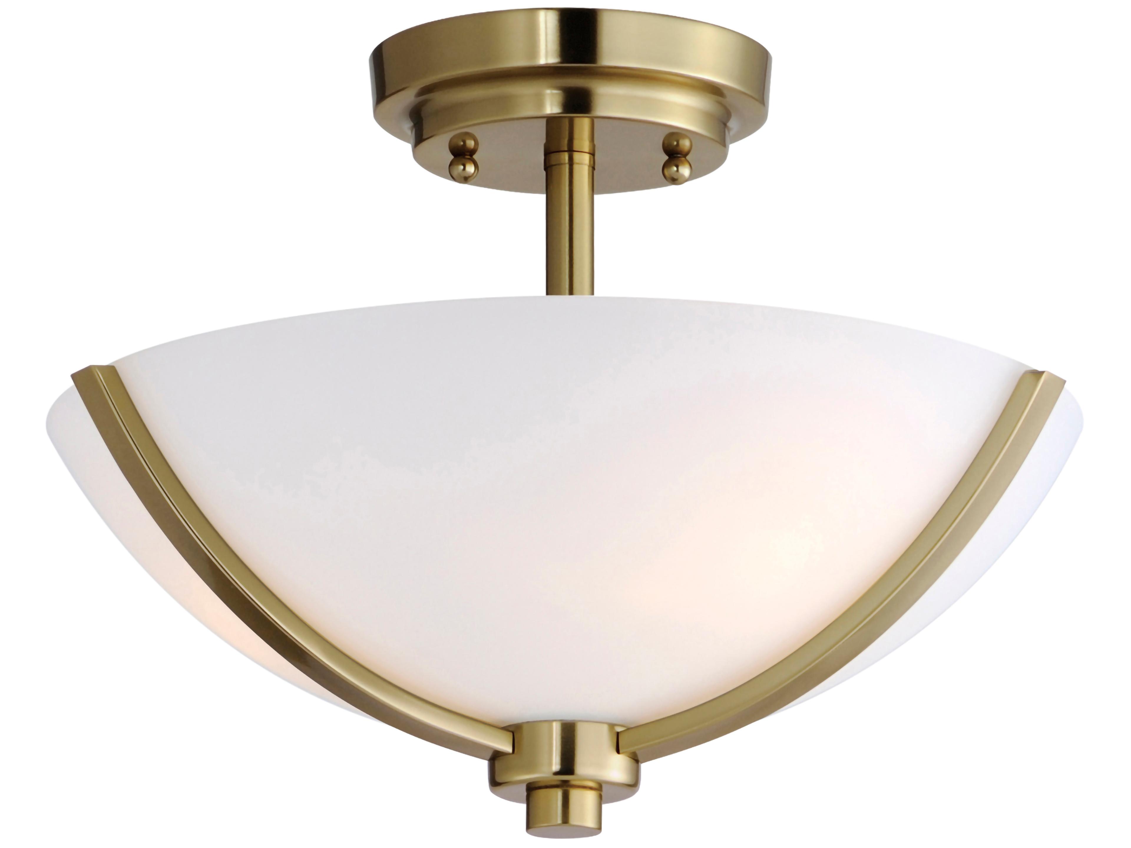 Maxim Lighting Deven 3-Light Satin Brass Glass Bowl Semi Flush Mount