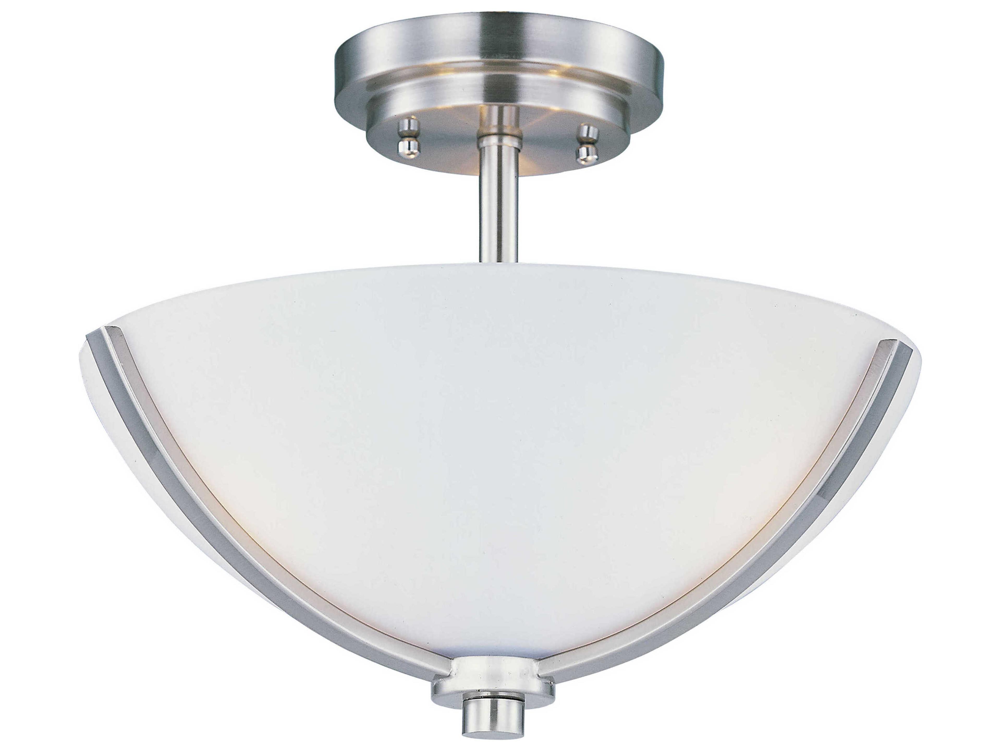 Maxim Lighting Deven 3-Light Satin Nickel Glass Bowl Semi Flush Mount