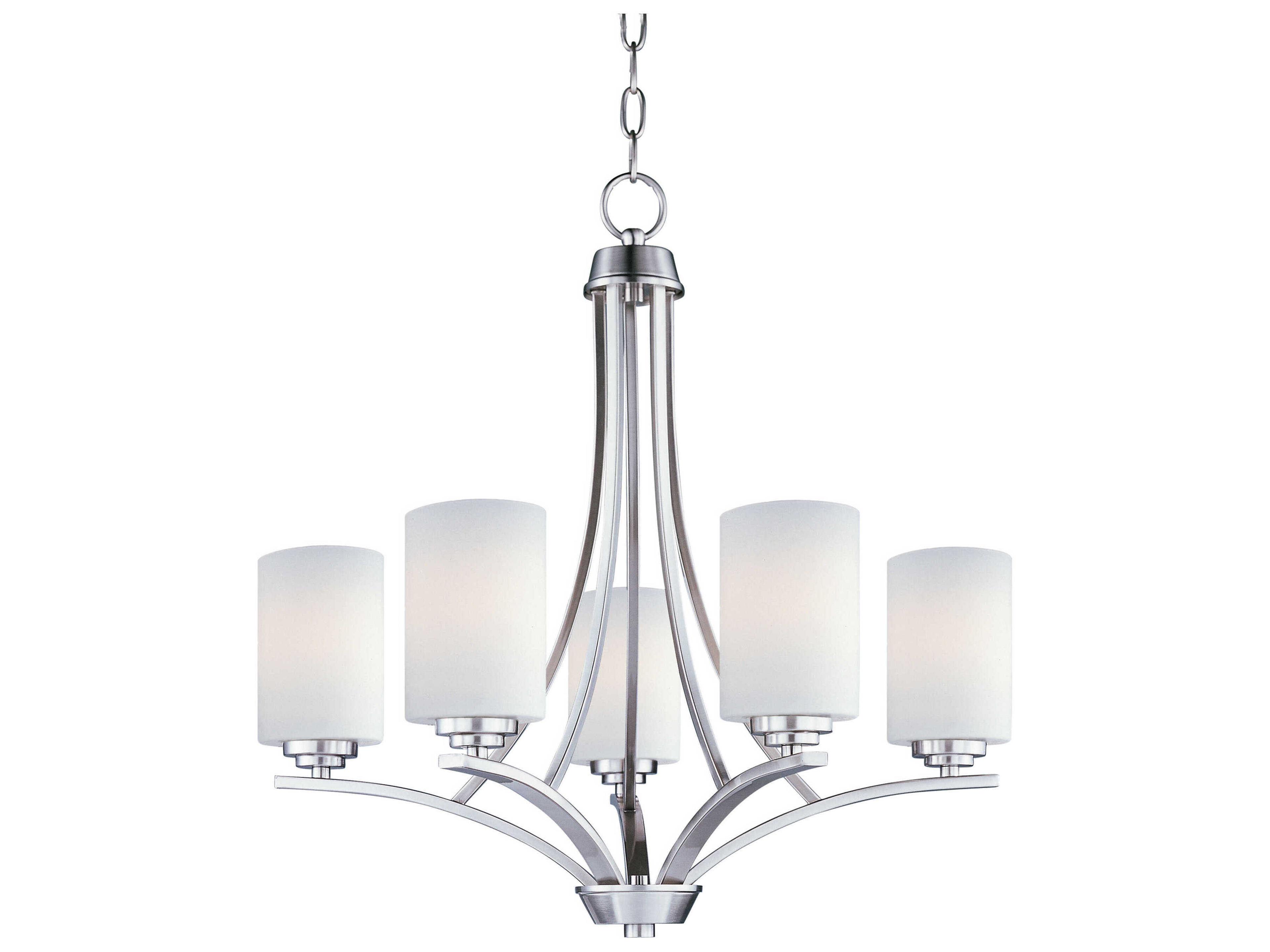 Maxim Lighting Deven 5-Light Satin Nickel Glass Cylinder Chandelier