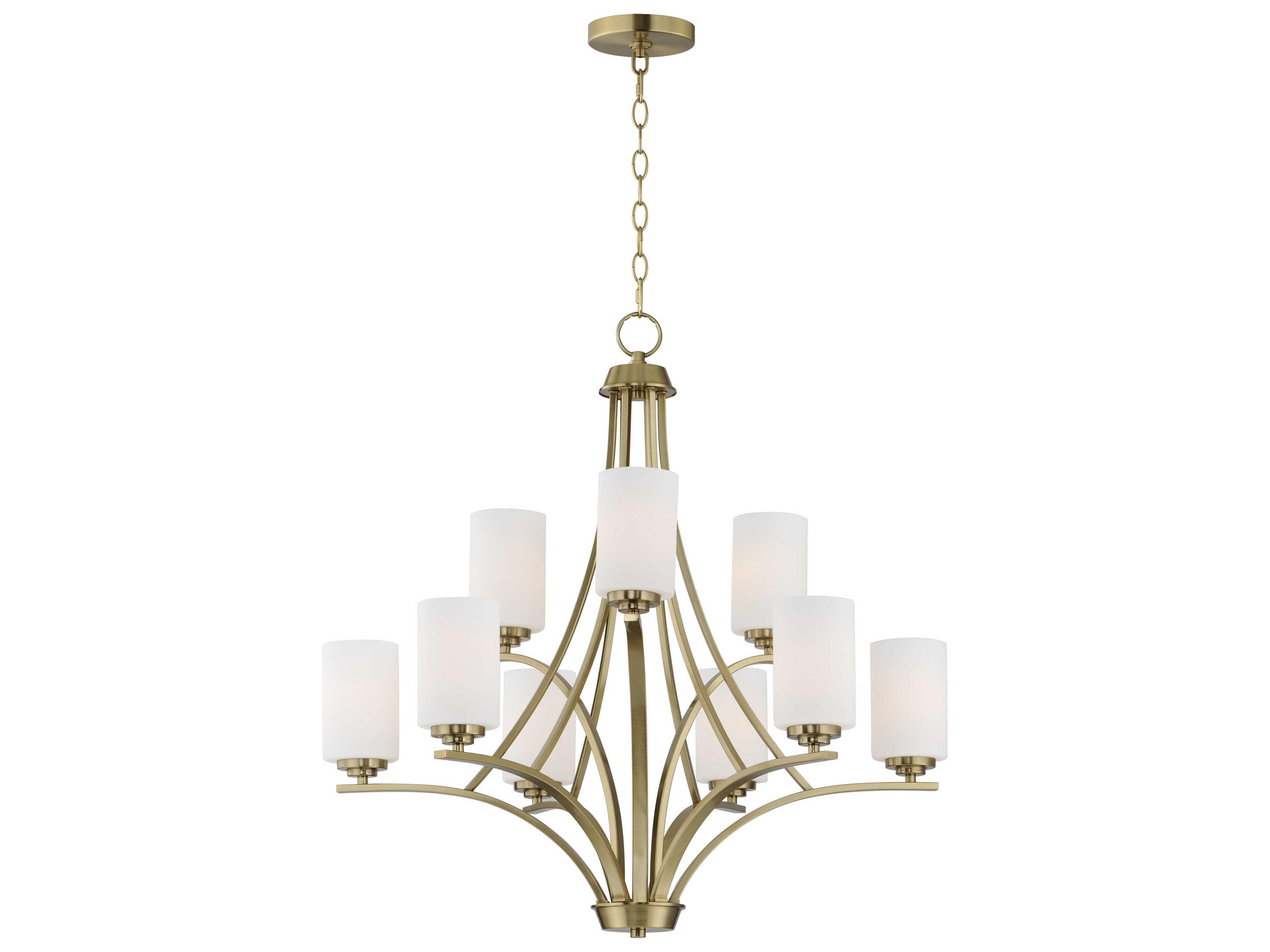 Maxim Lighting Deven 9-Light Satin Brass Glass Cylinder Chandelier