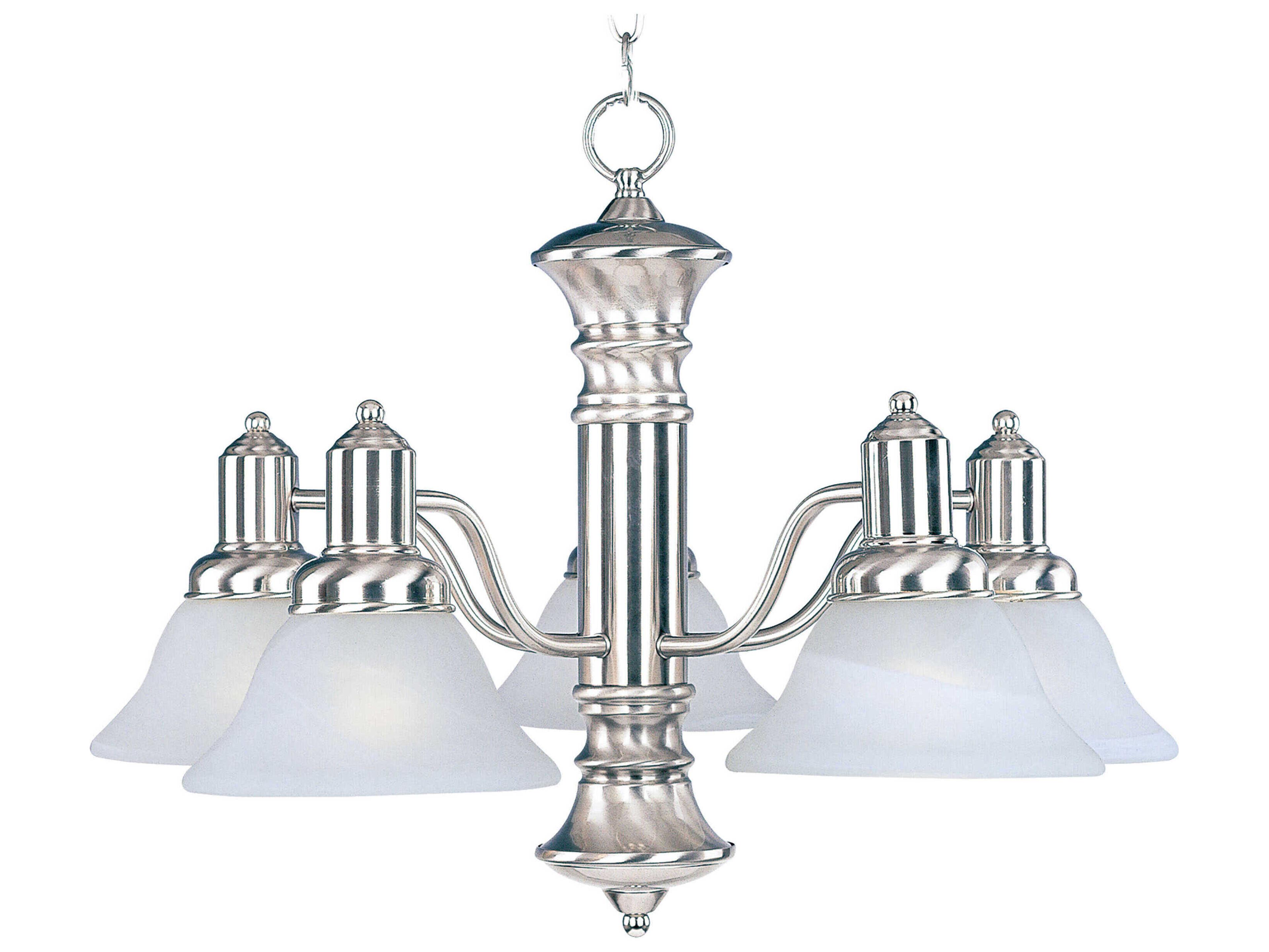 Maxim Lighting Newburg 5-Light Satin Nickel Glass Bell Chandelier